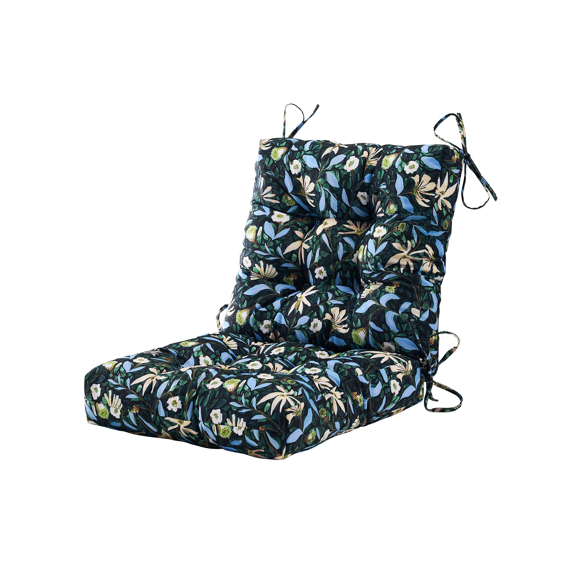 ARTPLAN Patio Chair Cushions Combined Seat and Back,Tufted Outdoor Swivel Chair Cushion with Tie,40"x20"x4",Floral