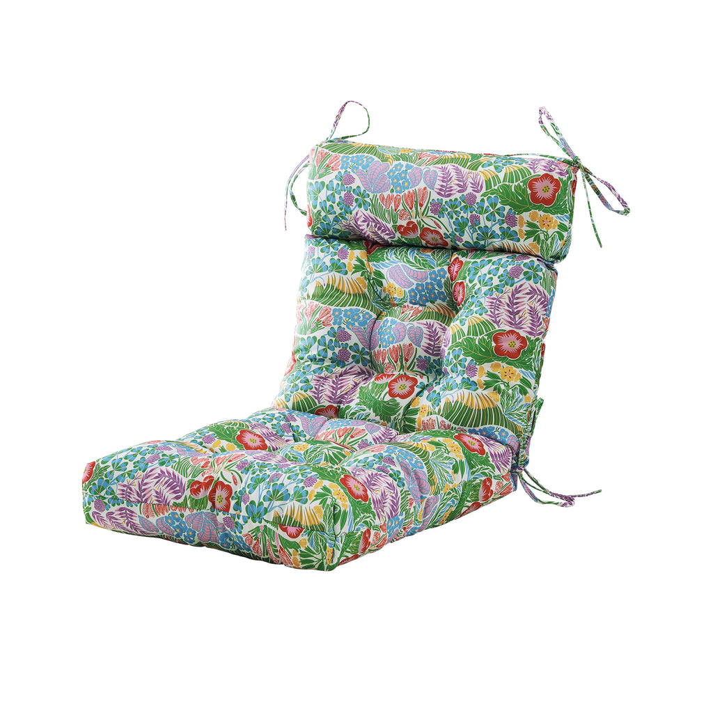 ARTPLAN Patio Chair Cushions Combined Seat and Back,Tufted Outdoor Swivel Chair Cushion with Tie,40"x20"x4"，Floral