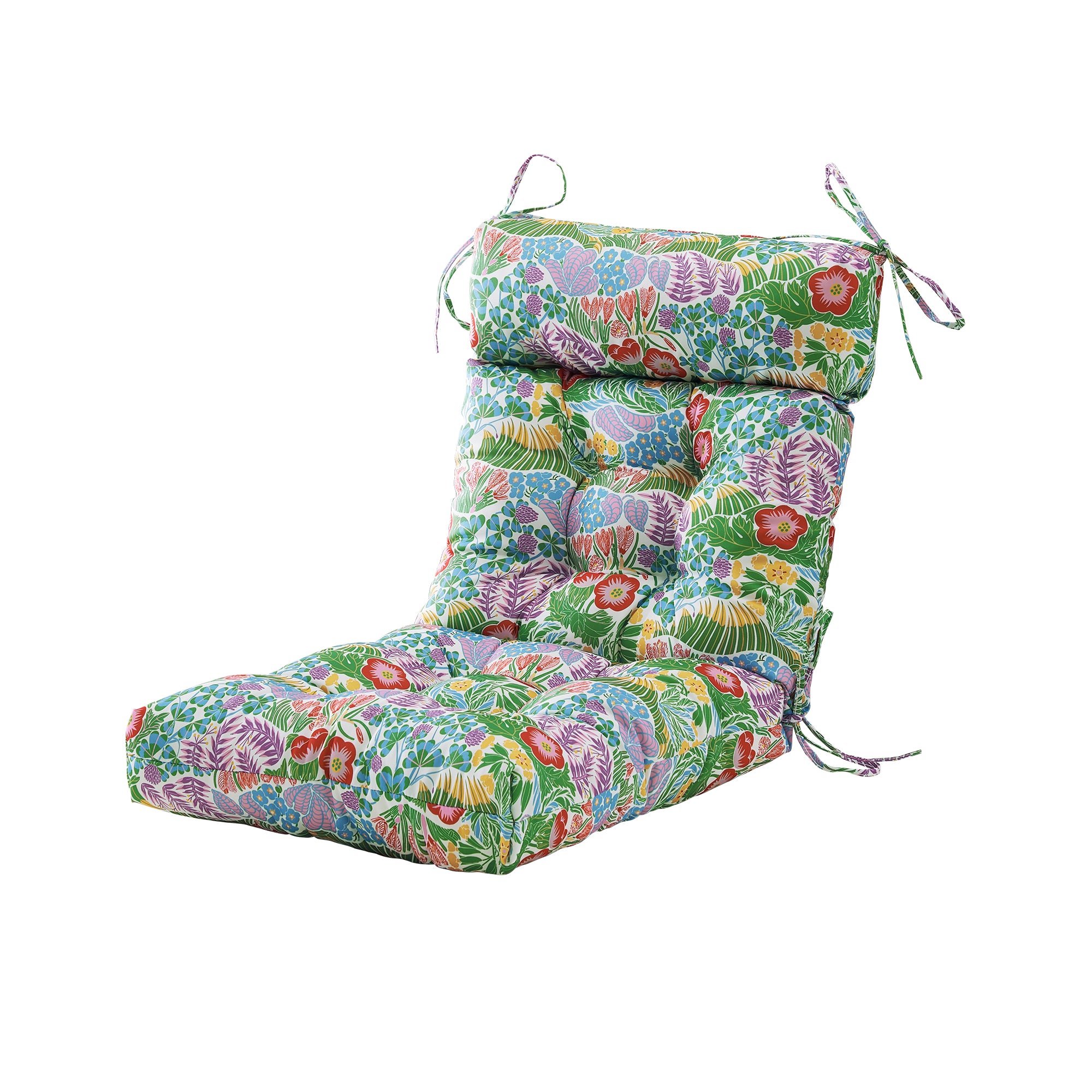 ARTPLAN Patio Chair Cushions Combined Seat and Back,Tufted Outdoor Swivel Chair Cushion with Tie,40"x20"x4"，Floral