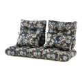 ARTPLAN Outdoor Cushions for Settee,Wicker Loveseat Cushions with Tie,Tufted Patio Cushions 2 U-Shaped Set of 5 Piece,L44xW19,Floral,