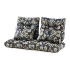 ARTPLAN Outdoor Cushions for Settee,Wicker Loveseat Cushions with Tie,Tufted Patio Cushions 2 U-Shaped Set of 5 Piece,L44xW19,Floral,