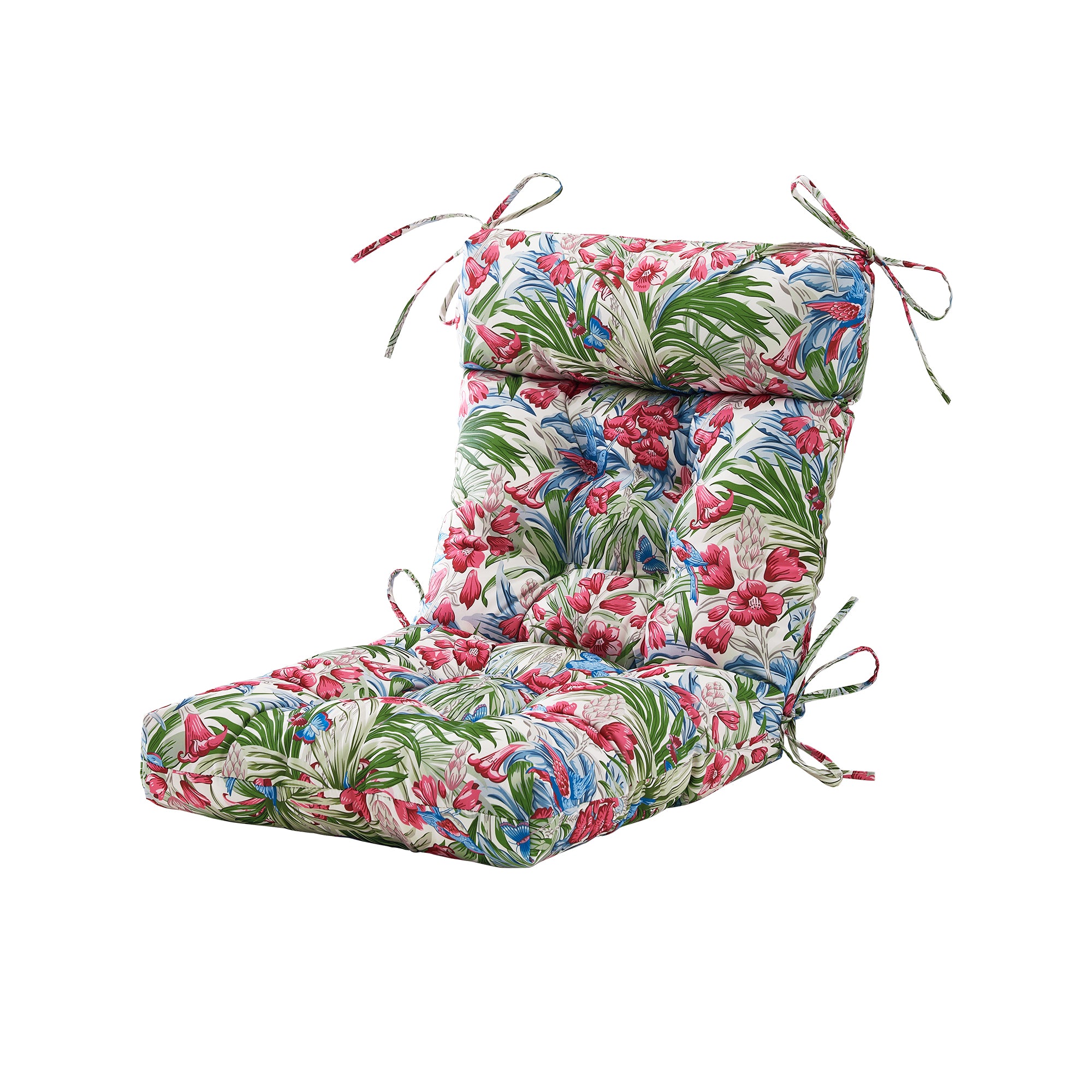 ARTPLAN Patio Chair Cushions Combined Seat and Back,Tufted Outdoor Swivel Chair Cushion with Tie,40"x20"x4"，Floral