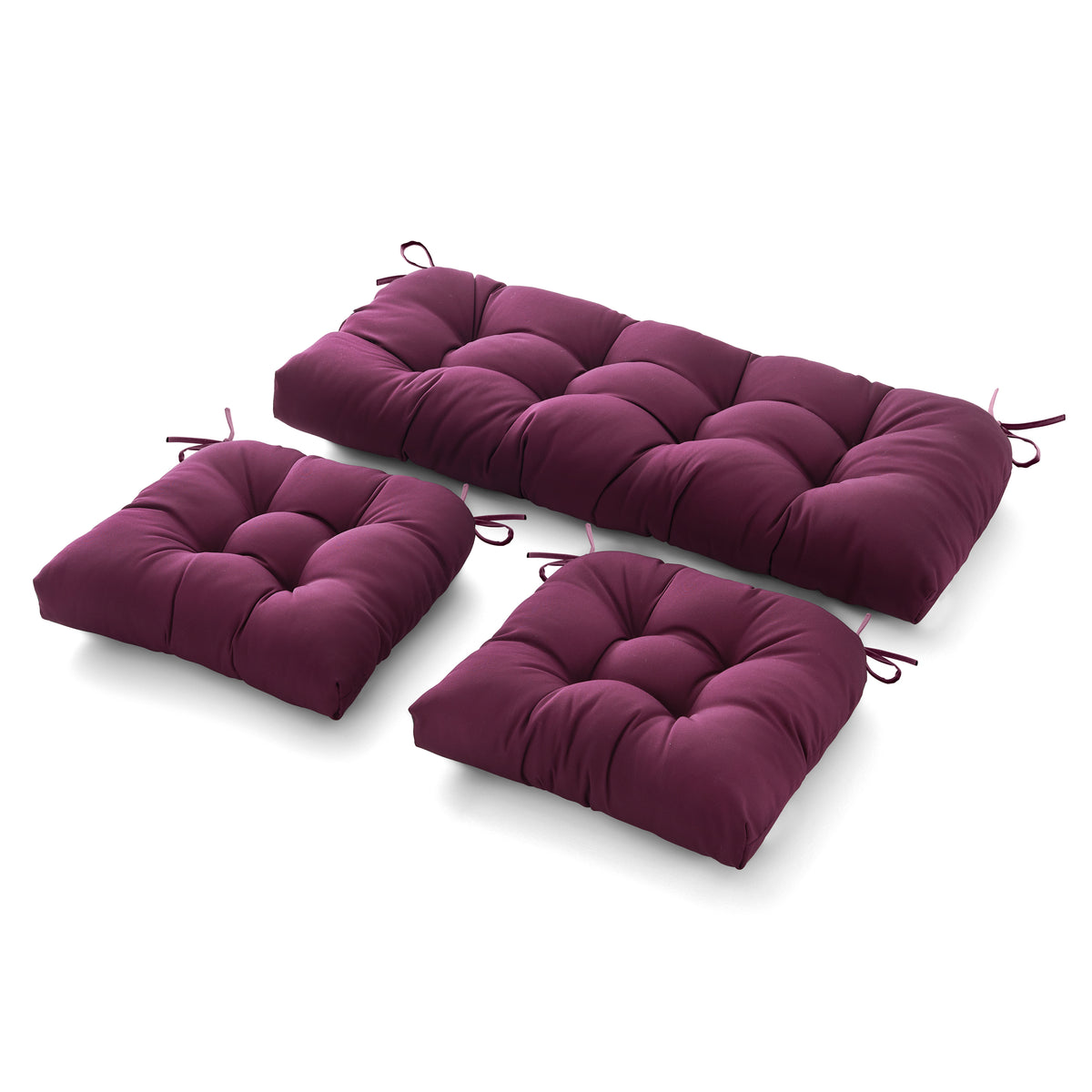 3 Pieces Outdoor Chair Cushions Clearance with Ties,44x19x5 Inches,1 Love seat &2 U-Shape Tufted Patio Bench Cushions for Wicker Outdoor Furniture,All Weather