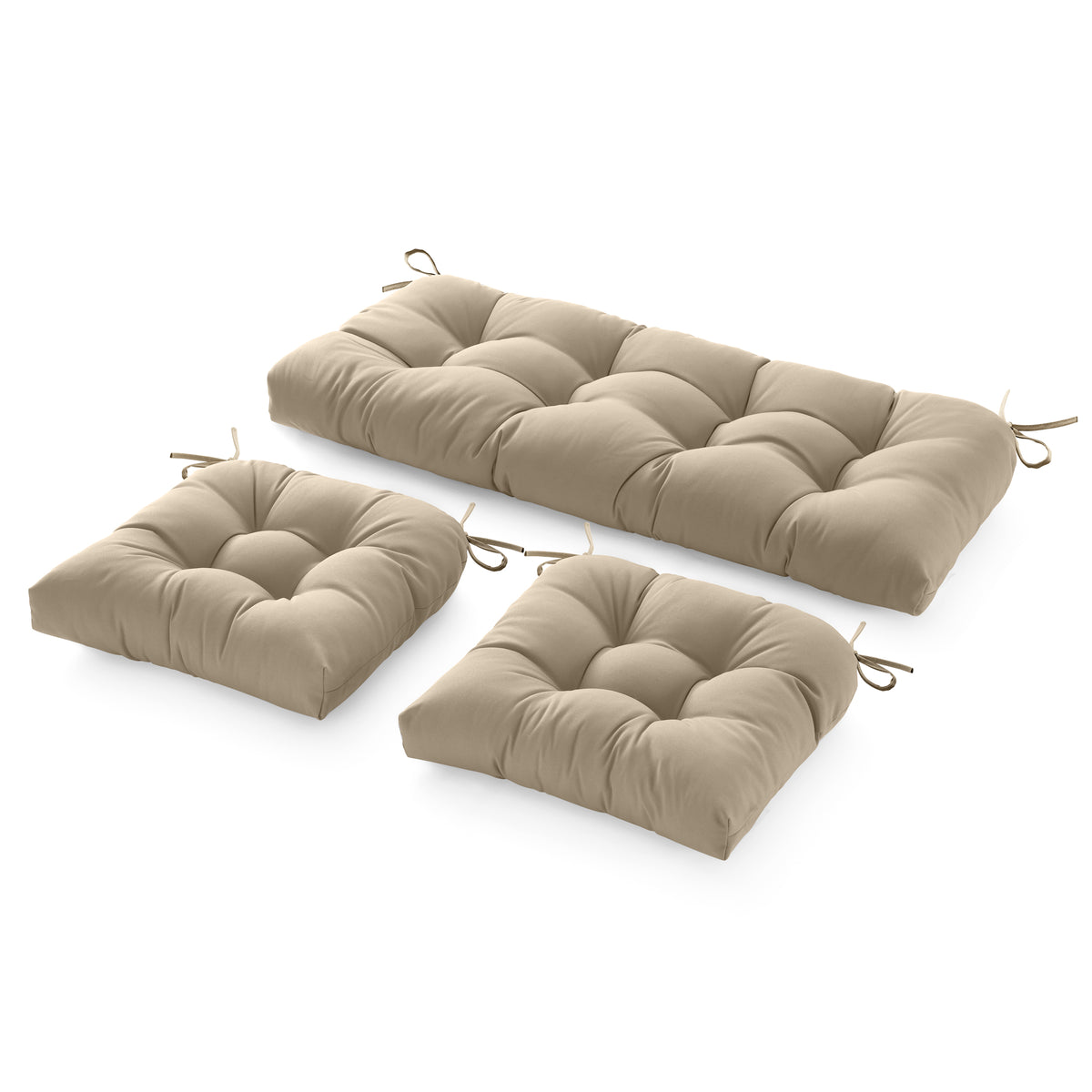 3 Pieces Outdoor Chair Cushions Clearance with Ties,44x19x5 Inches,1 Love seat &2 U-Shape Tufted Patio Bench Cushions for Wicker Outdoor Furniture,All Weather