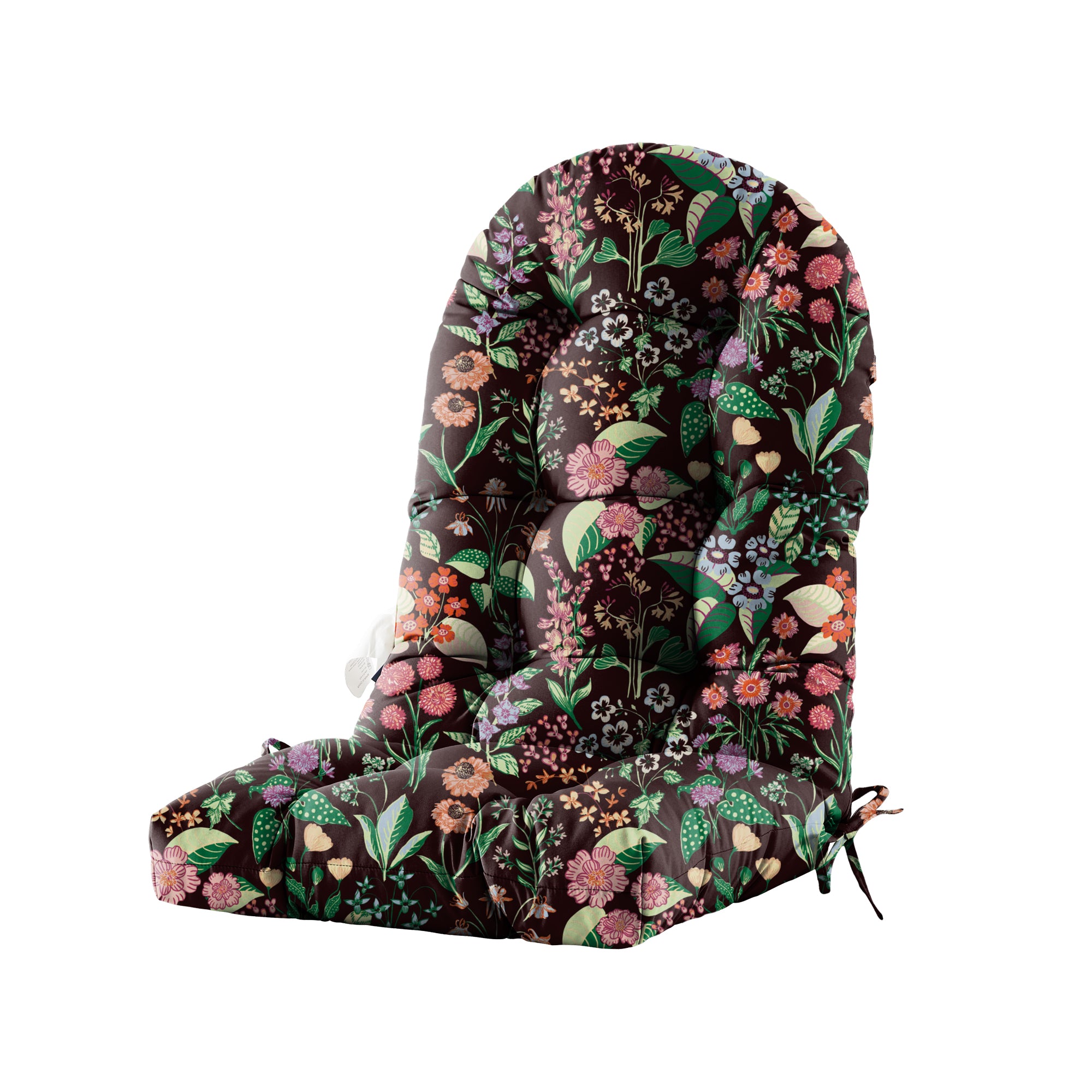 Floral High-Back Seat Cushion - Waterproof Outdoor Adirondack Chair Cushion for Patio Furniture with Tie, Vibrant Patterns, Premium Elastic Padding, Multi-Scenario Use