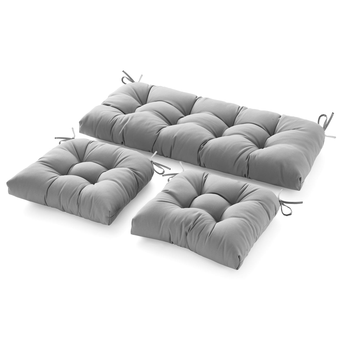 3 Pieces Outdoor Chair Cushions Clearance with Ties,44x19x5 Inches,1 Love seat &2 U-Shape Tufted Patio Bench Cushions for Wicker Outdoor Furniture,All Weather