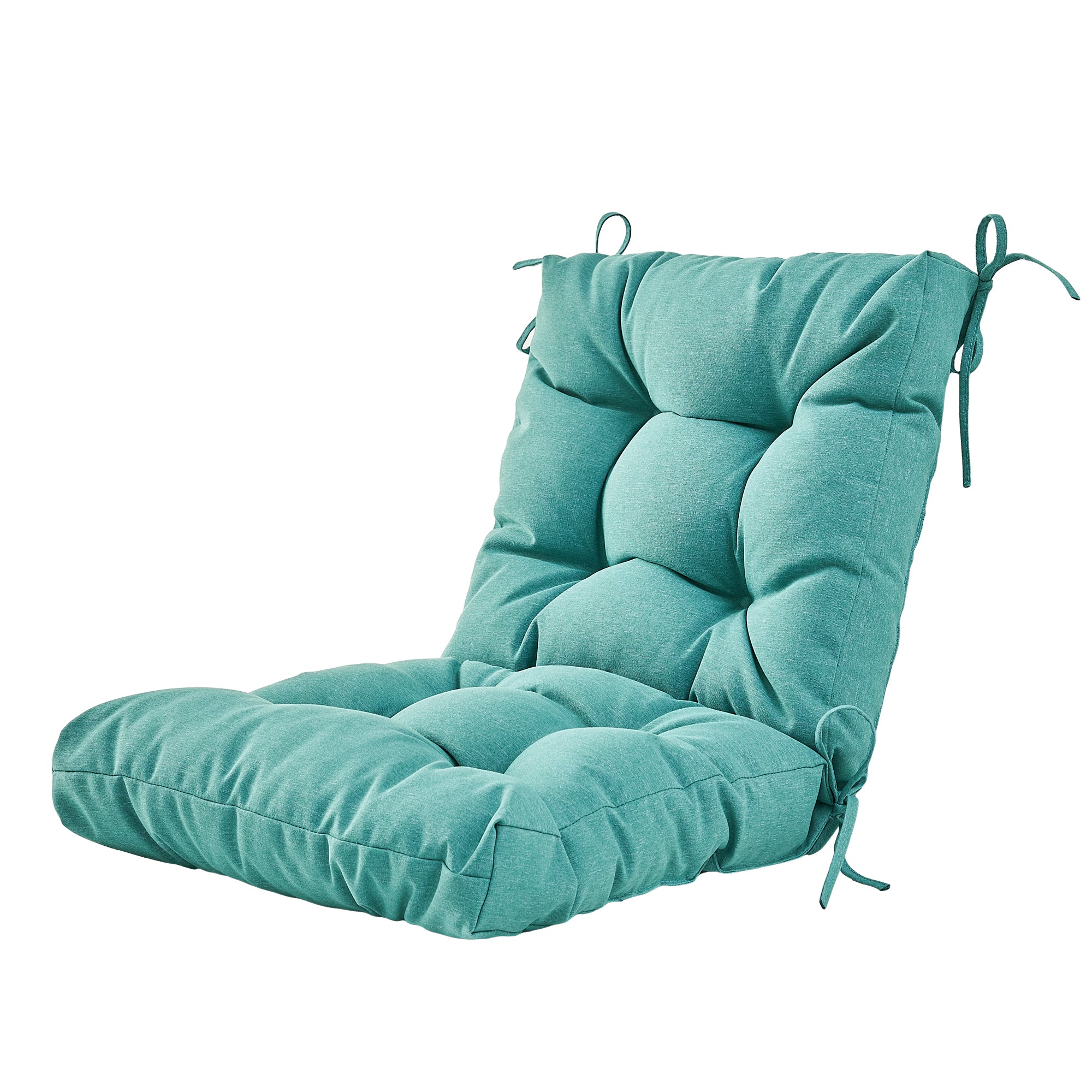 Artplan Outdoor Cushions Wicker Tufted Pillow with Back for Outdoor Furniture, Rocking Chair Cushion Premium Tufted Pads Set of Upper and Lower with Ties