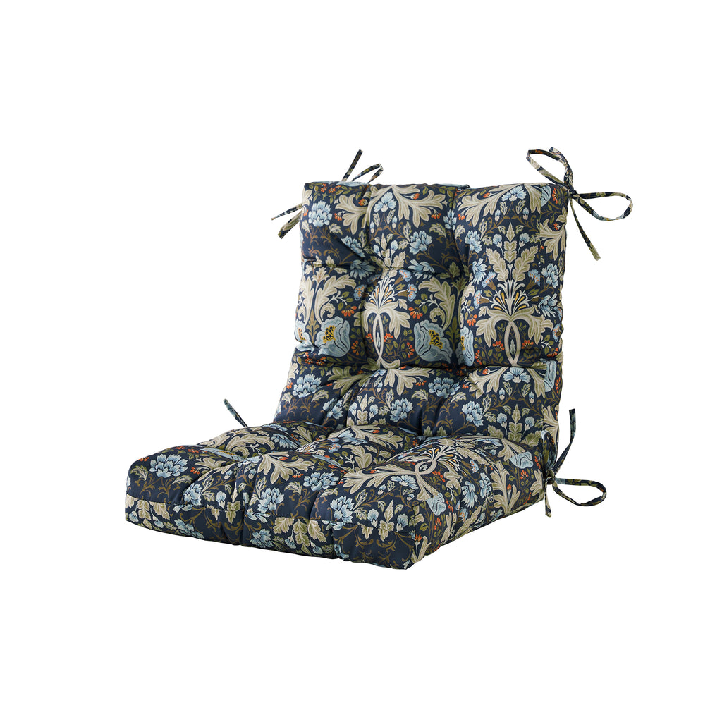 ARTPLAN Patio Chair Cushions Combined Seat and Back,Tufted Outdoor Swivel Chair Cushion with Tie,40"x20"x4",Floral