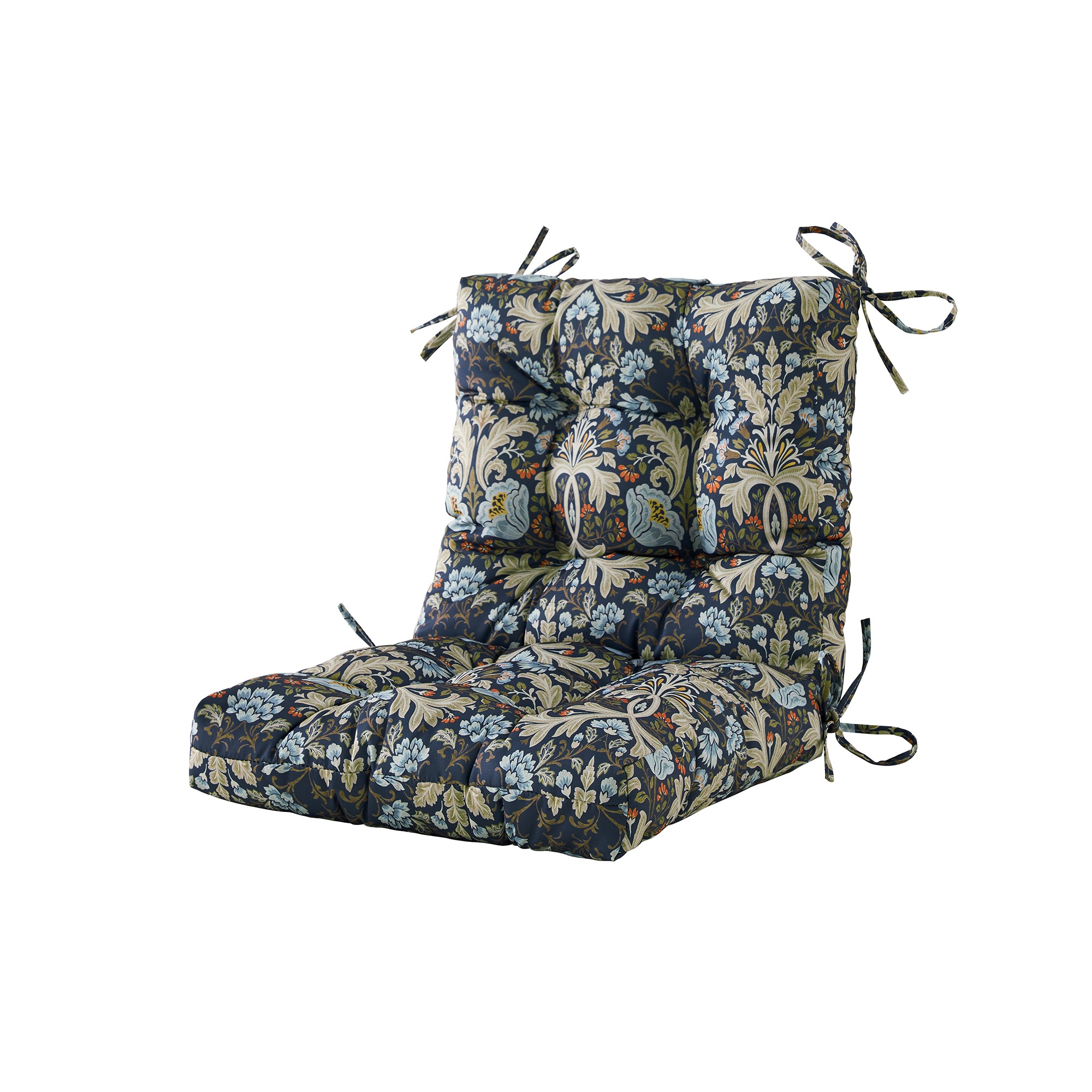 ARTPLAN Patio Chair Cushions Combined Seat and Back,Tufted Outdoor Swivel Chair Cushion with Tie,40"x20"x4",Floral