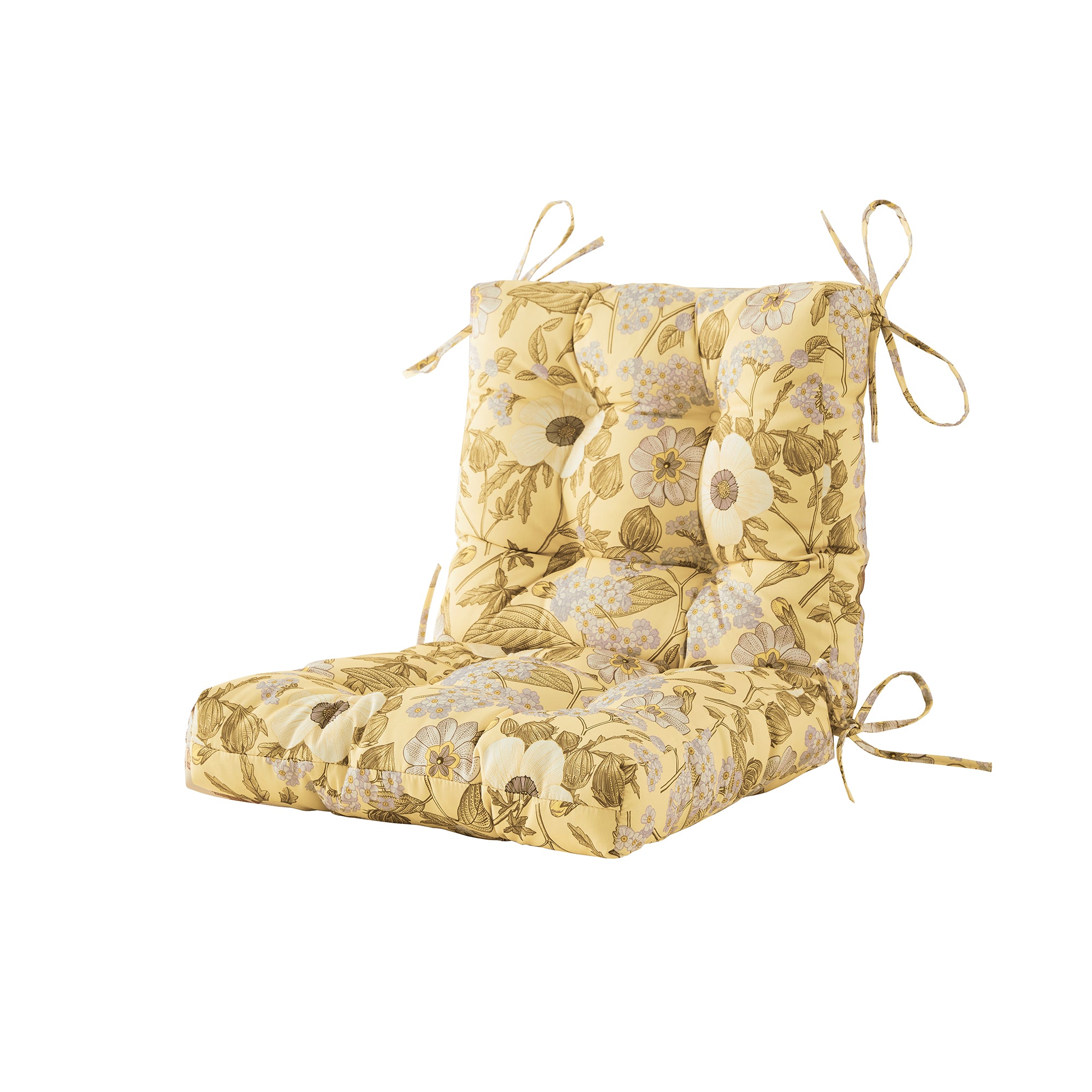 ARTPLAN Patio Chair Cushions Combined Seat and Back,Tufted Outdoor Swivel Chair Cushion with Tie,40"x20"x4",Floral
