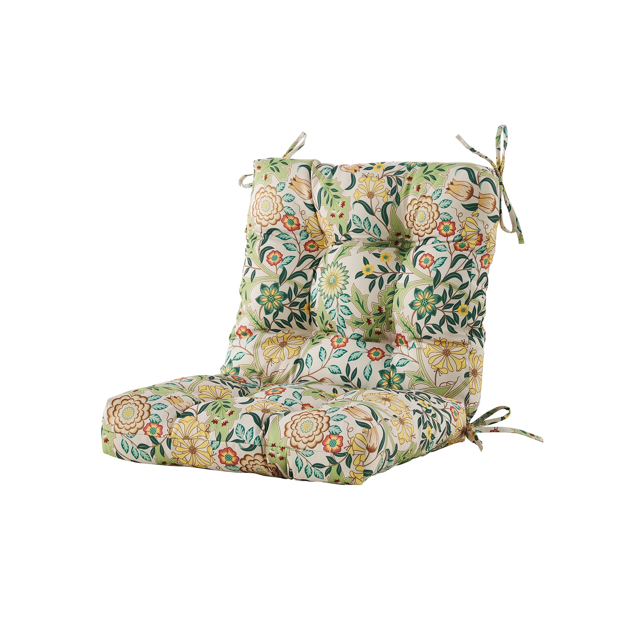 ARTPLAN Outdoor Chair Cushions,40"x20"x4",Low BackTufted Thick Outdoor Wicker Lawn Seat Cushion with Ties for Patio Furniture,Floral