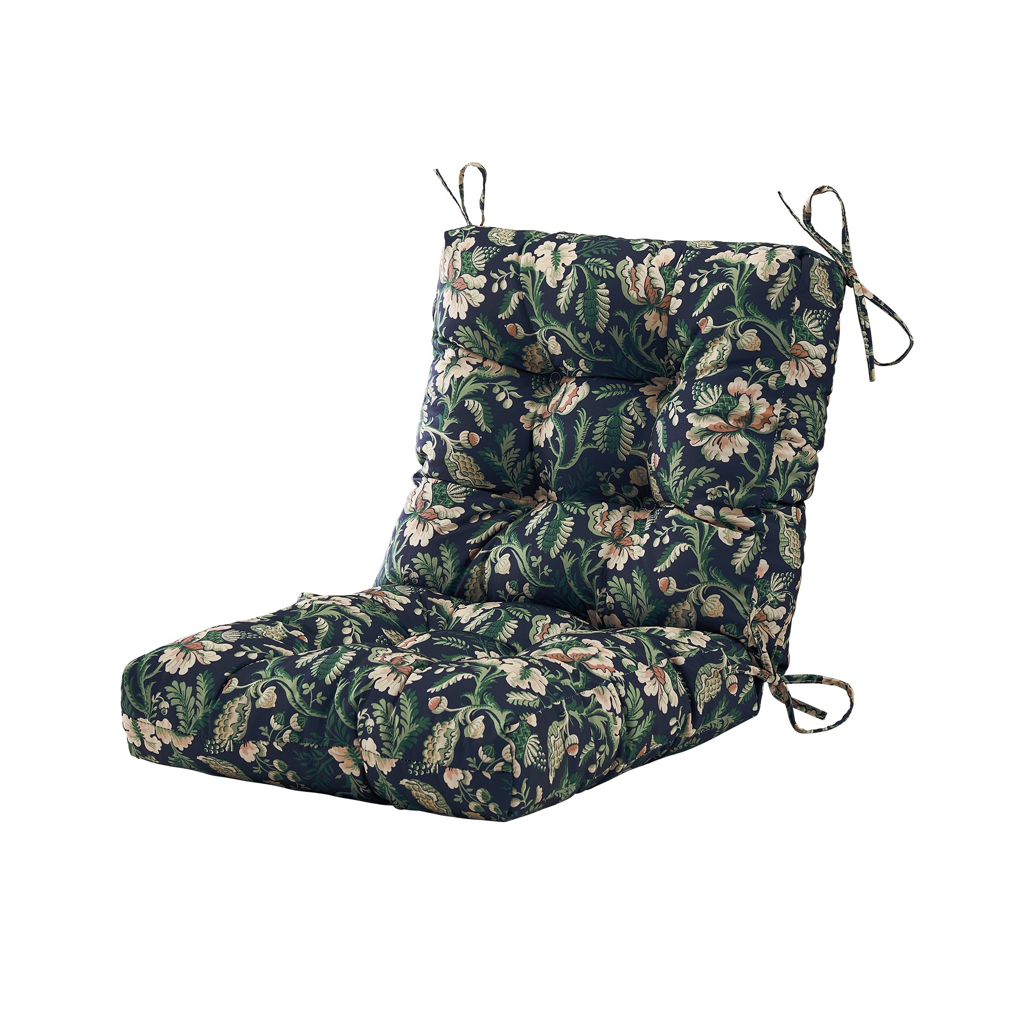 ARTPLAN Outdoor Chair Cushions,40"x20"x4",Low BackTufted Thick Outdoor Wicker Lawn Seat Cushion with Ties for Patio Furniture,Floral
