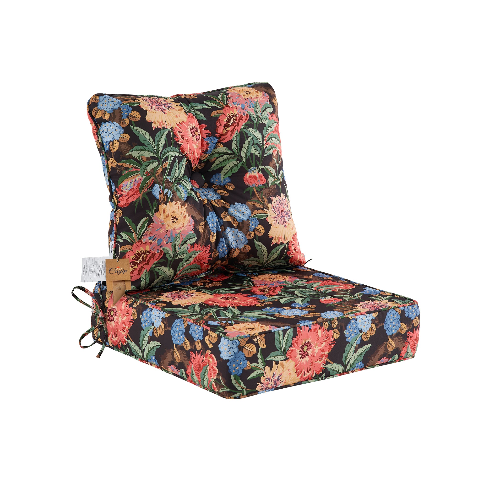Deep Seat Pillow and High Back Chair Cushions Outdoor Water Repellent Replacement Patio Seating Cushions,Seat 24"x24"x6",Back 22"x24"x6"