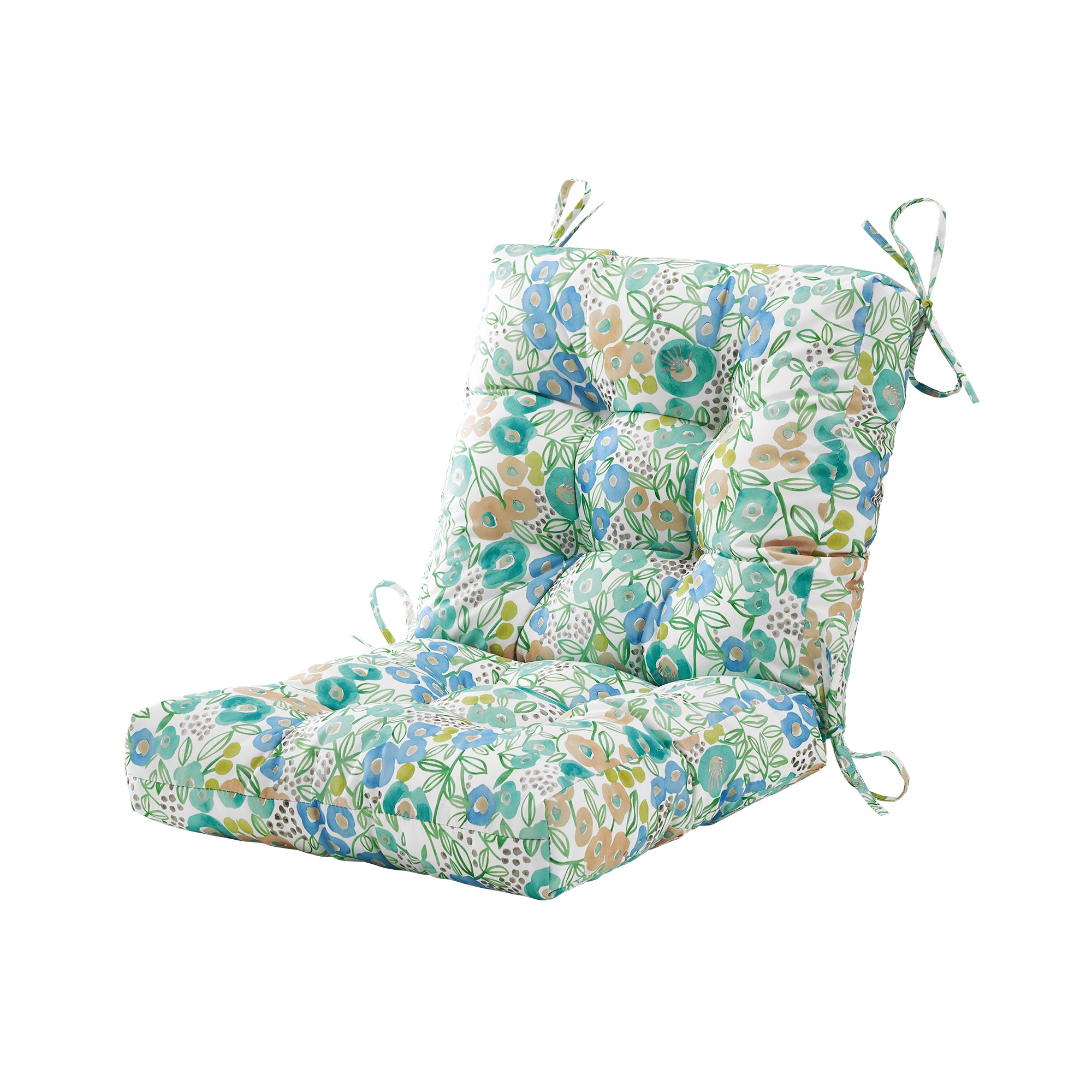 ARTPLAN Outdoor Chair Cushions,40"x20"x4",Low BackTufted Thick Outdoor Wicker Lawn Seat Cushion with Ties for Patio Furniture,Floral