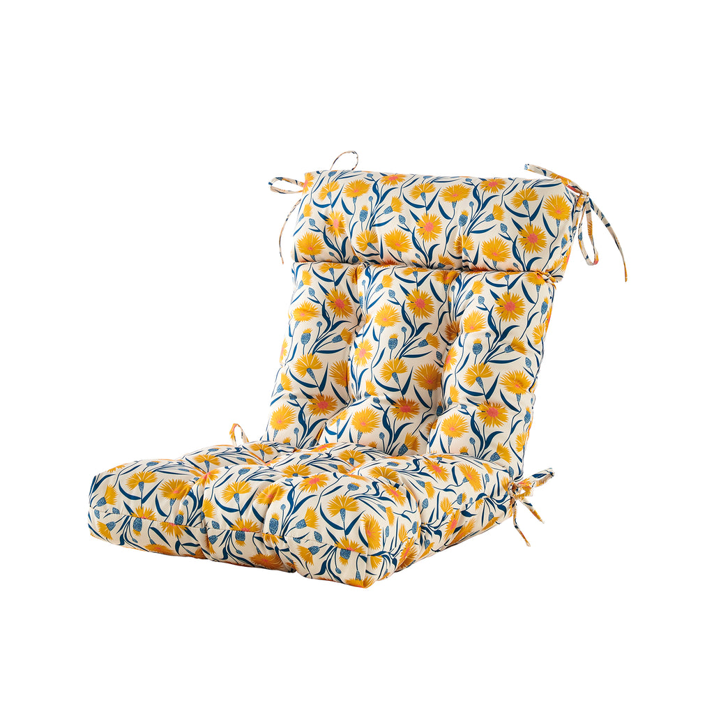 ARTPLAN Patio Chair Cushions Combined Seat and Back,Tufted Outdoor Swivel Chair Cushion with Tie,40"x20"x4"，Floral