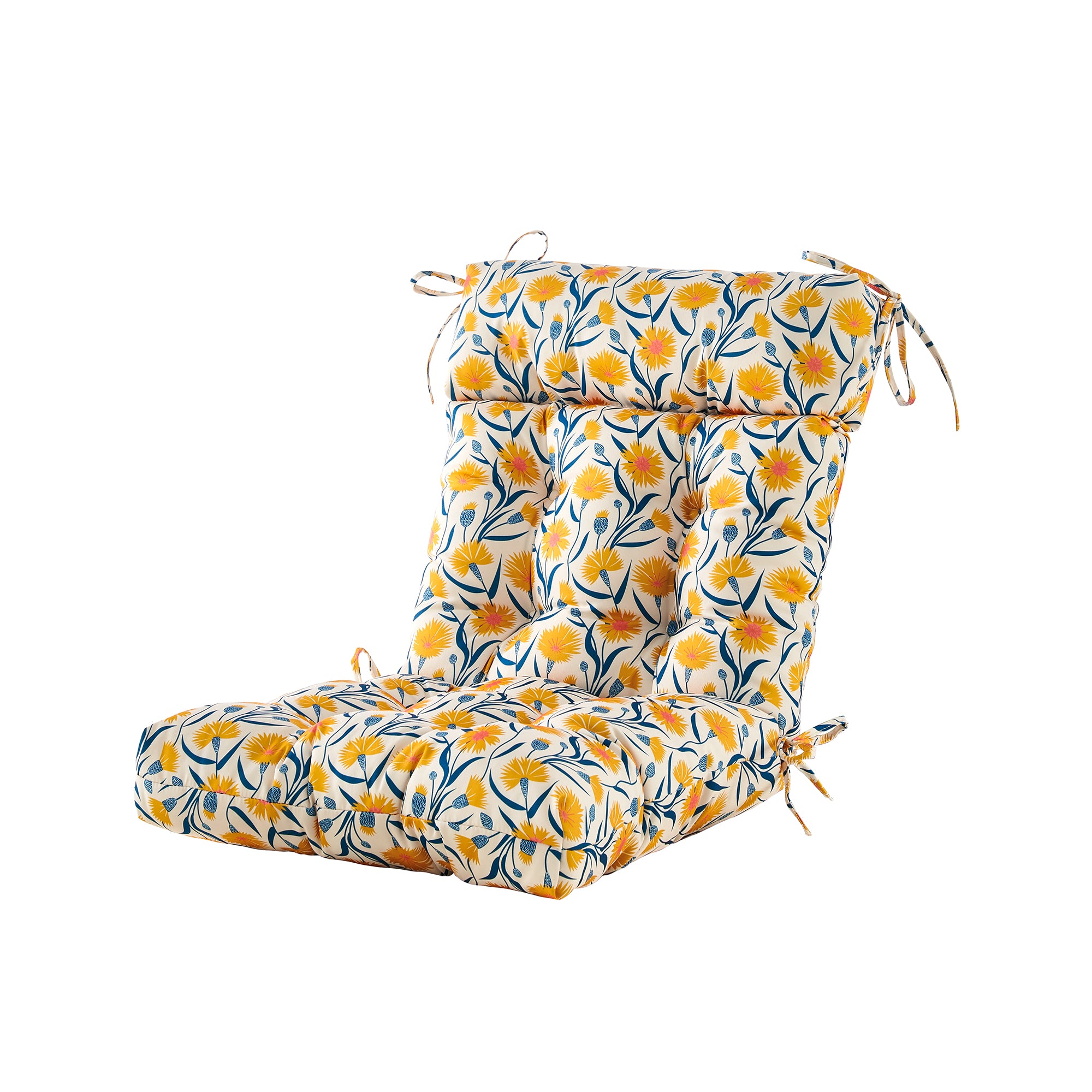 ARTPLAN Patio Chair Cushions Combined Seat and Back,Tufted Outdoor Swivel Chair Cushion with Tie,40"x20"x4"，Floral