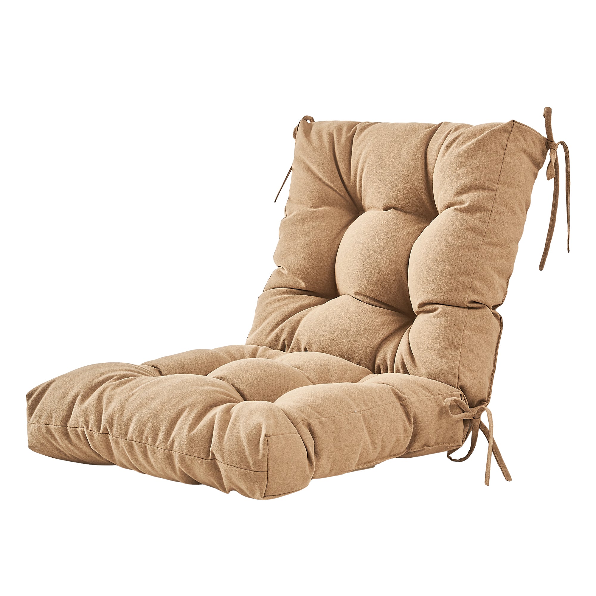 Artplan Outdoor Cushions Wicker Tufted Pillow with Back for Outdoor Furniture, Rocking Chair Cushion Premium Tufted Pads Set of Upper and Lower with Ties