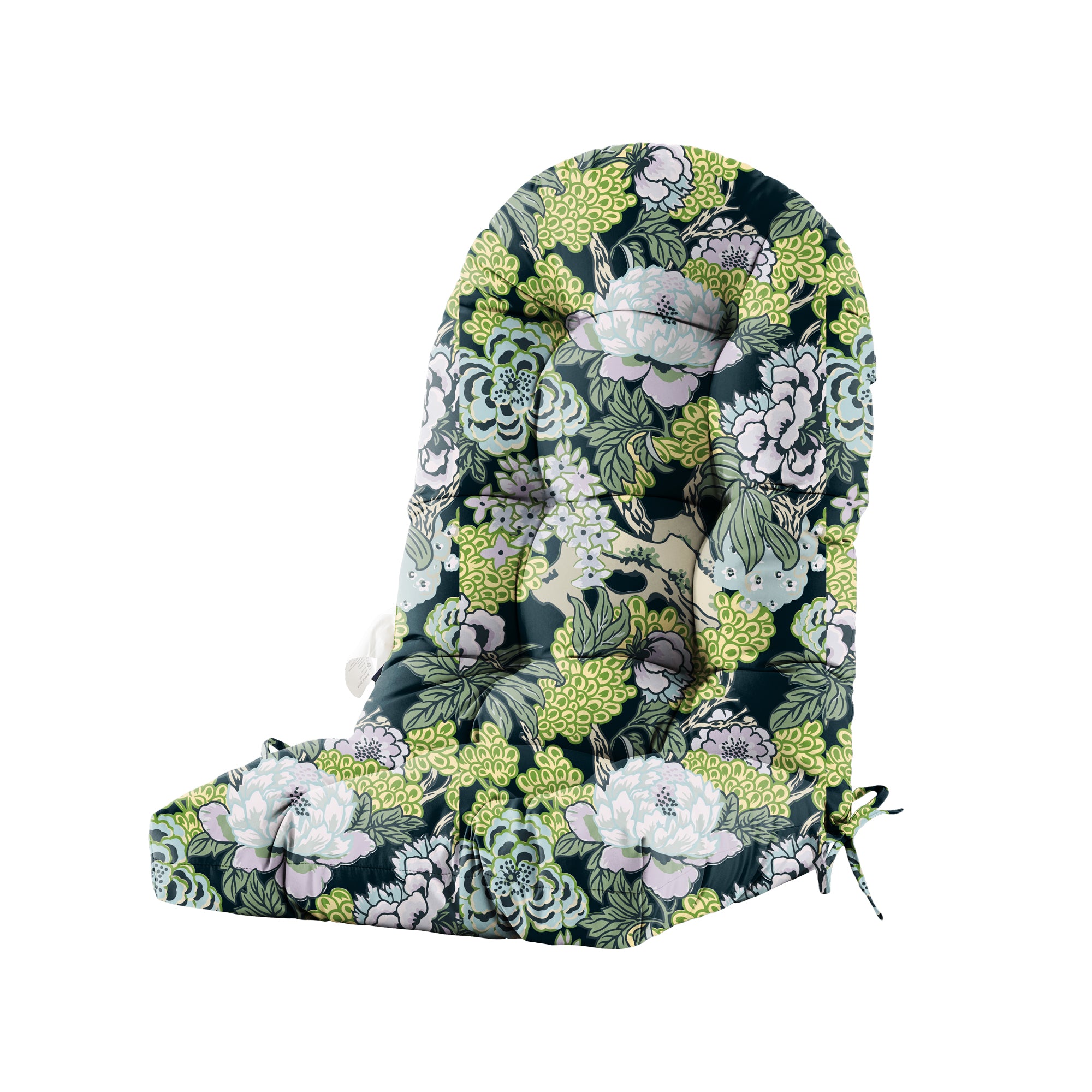 Floral High-Back Seat Cushion - Waterproof Outdoor Adirondack Chair Cushion for Patio Furniture with Tie, Vibrant Patterns, Premium Elastic Padding, Multi-Scenario Use