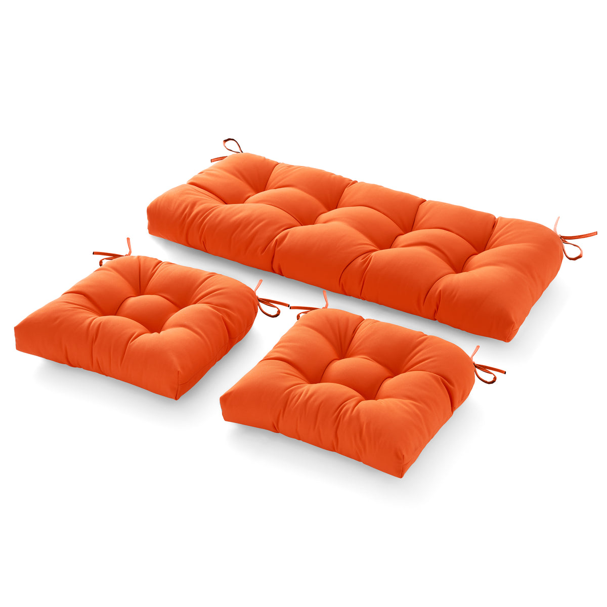 3 Pieces Outdoor Chair Cushions Clearance with Ties,44x19x5 Inches,1 Love seat &2 U-Shape Tufted Patio Bench Cushions for Wicker Outdoor Furniture,All Weather