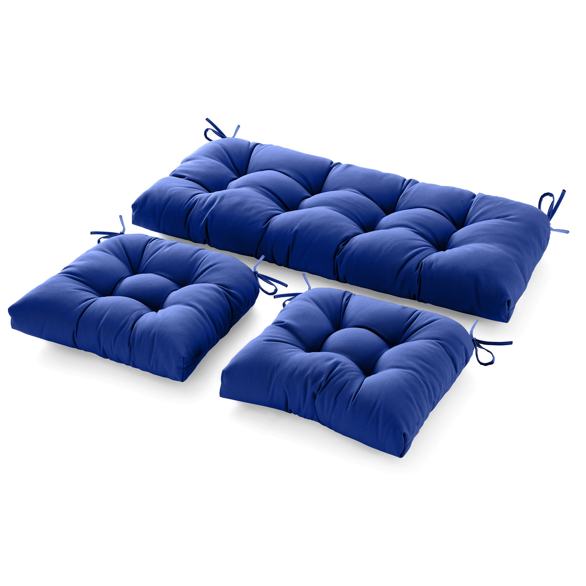 3 Pieces Outdoor Chair Cushions Clearance with Ties,44x19x5 Inches,1 Love seat &2 U-Shape Tufted Patio Bench Cushions for Wicker Outdoor Furniture,All Weather