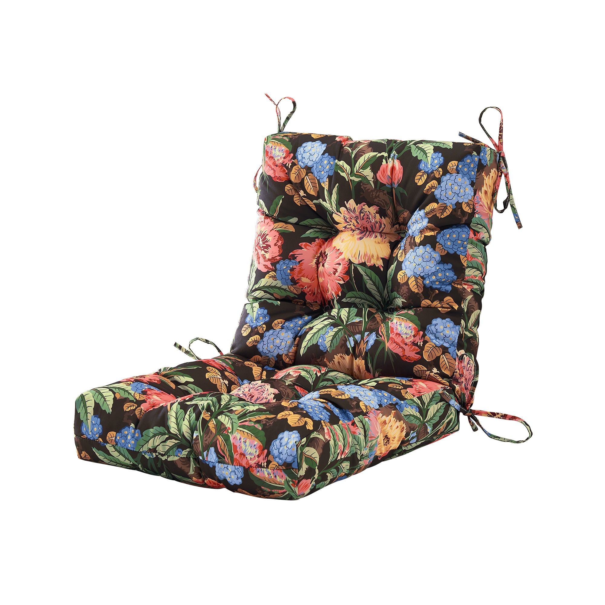 ARTPLAN Outdoor Chair Cushions,40"x20"x4",Low BackTufted Thick Outdoor Wicker Lawn Seat Cushion with Ties for Patio Furniture,Floral