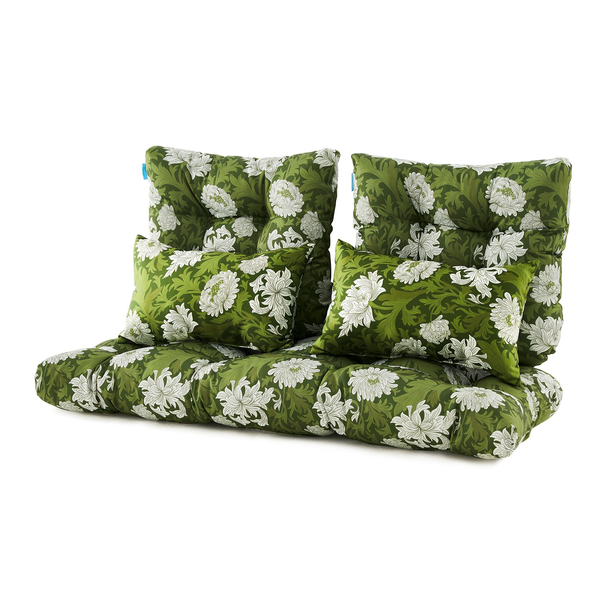 ARTPLAN Outdoor Cushions for Settee,Wicker Loveseat Cushions with Tie,Tufted Patio Cushions 2 U-Shaped Set of 5 Piece,L44xW19,Floral,