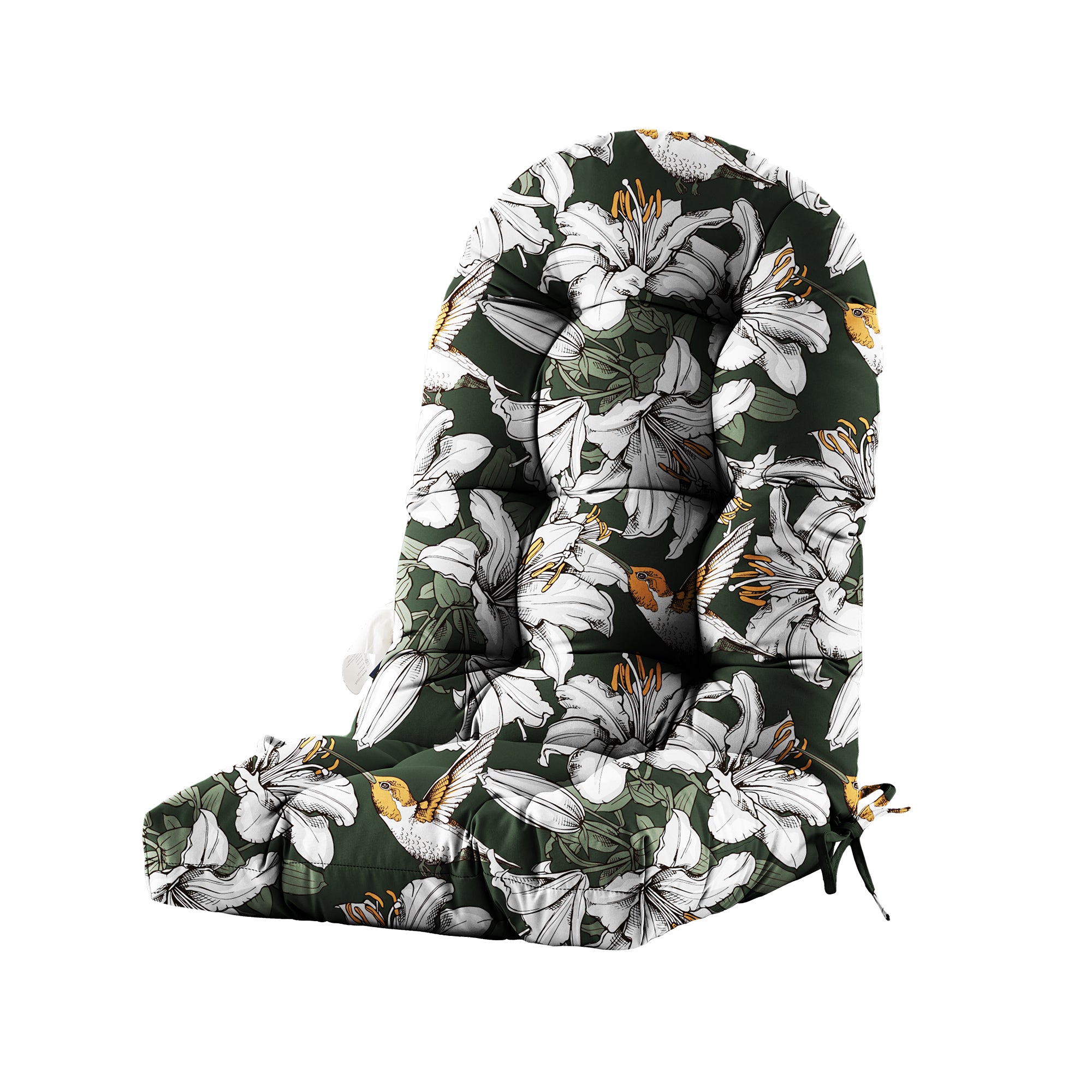 Floral High-Back Seat Cushion - Waterproof Outdoor Adirondack Chair Cushion for Patio Furniture with Tie, Vibrant Patterns, Premium Elastic Padding, Multi-Scenario Use