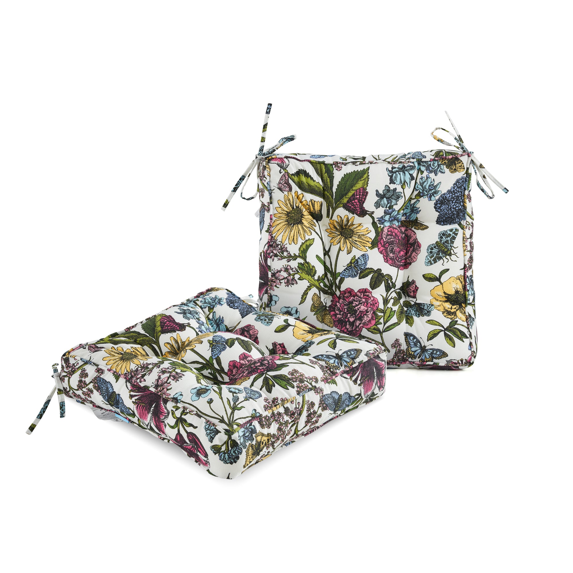 ARTPLAN Outdoor Seat Cushions,Pack of 2 Tufted  Patio Chair Pads 19x19x5 Inches Square Foam for Dining Chair