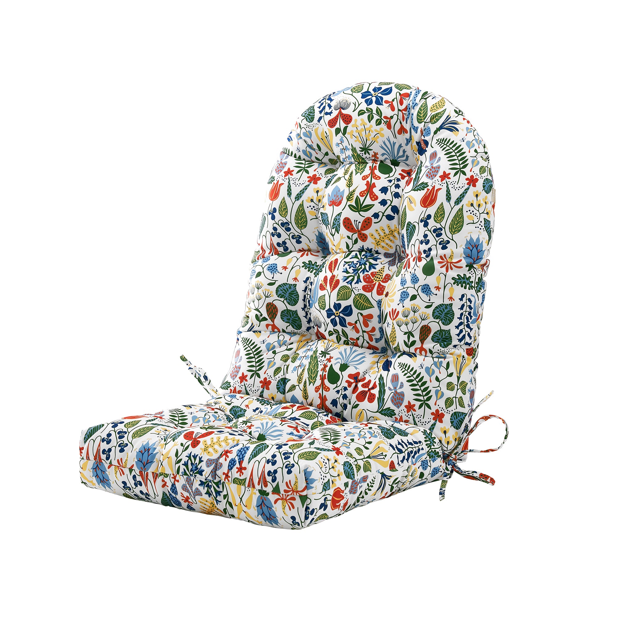ARTPLAN Outdoor Adirondack Chair Cushion for Patio Furniture,Tufted Thick Seat & Round High Back Rocking Oudoor Colorful Cushion, 48"x21"x4" inches,Fade-Resistant,Floral
