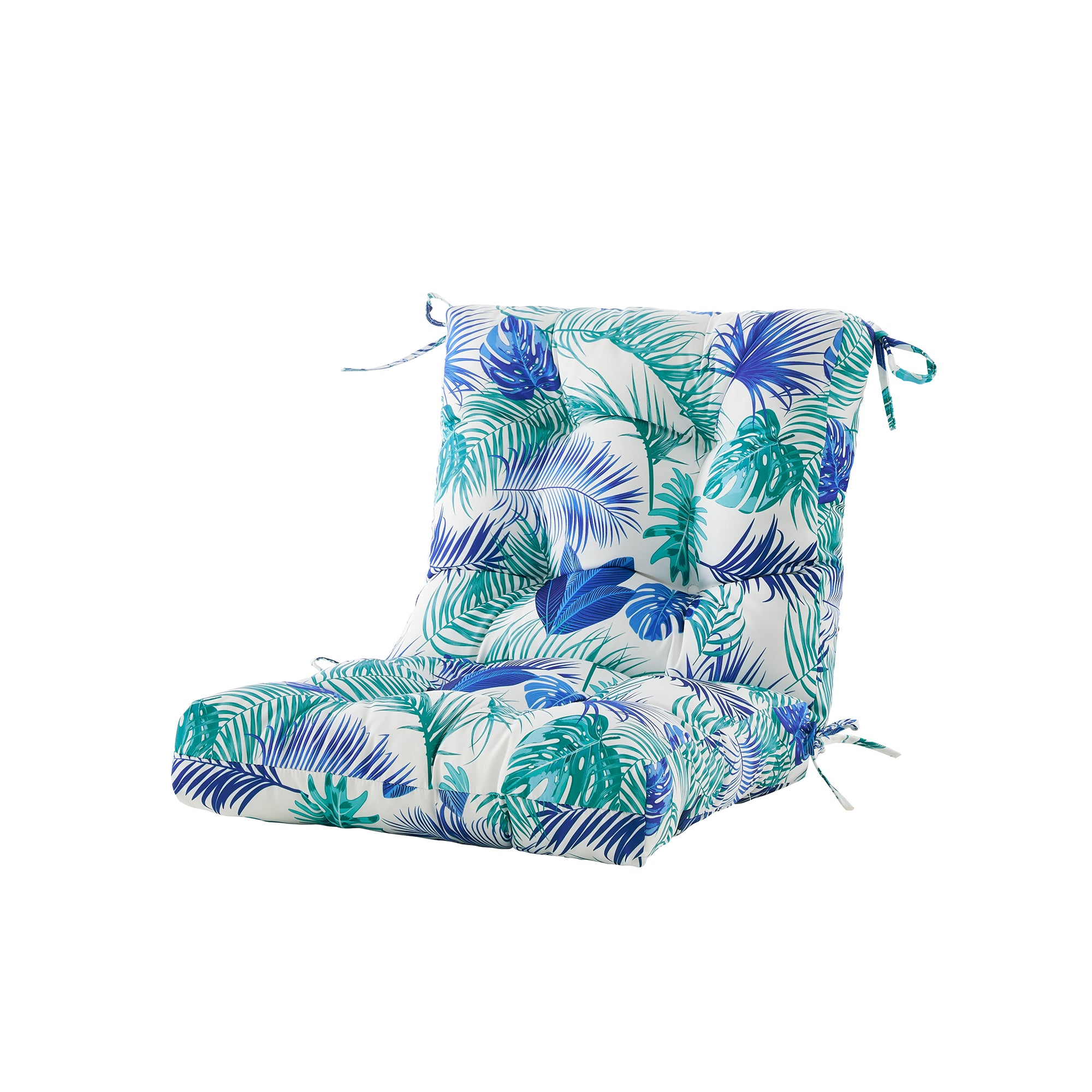 ARTPLAN Patio Chair Cushions Combined Seat and Back,Tufted Outdoor Swivel Chair Cushion with Tie,40"x20"x4",Floral