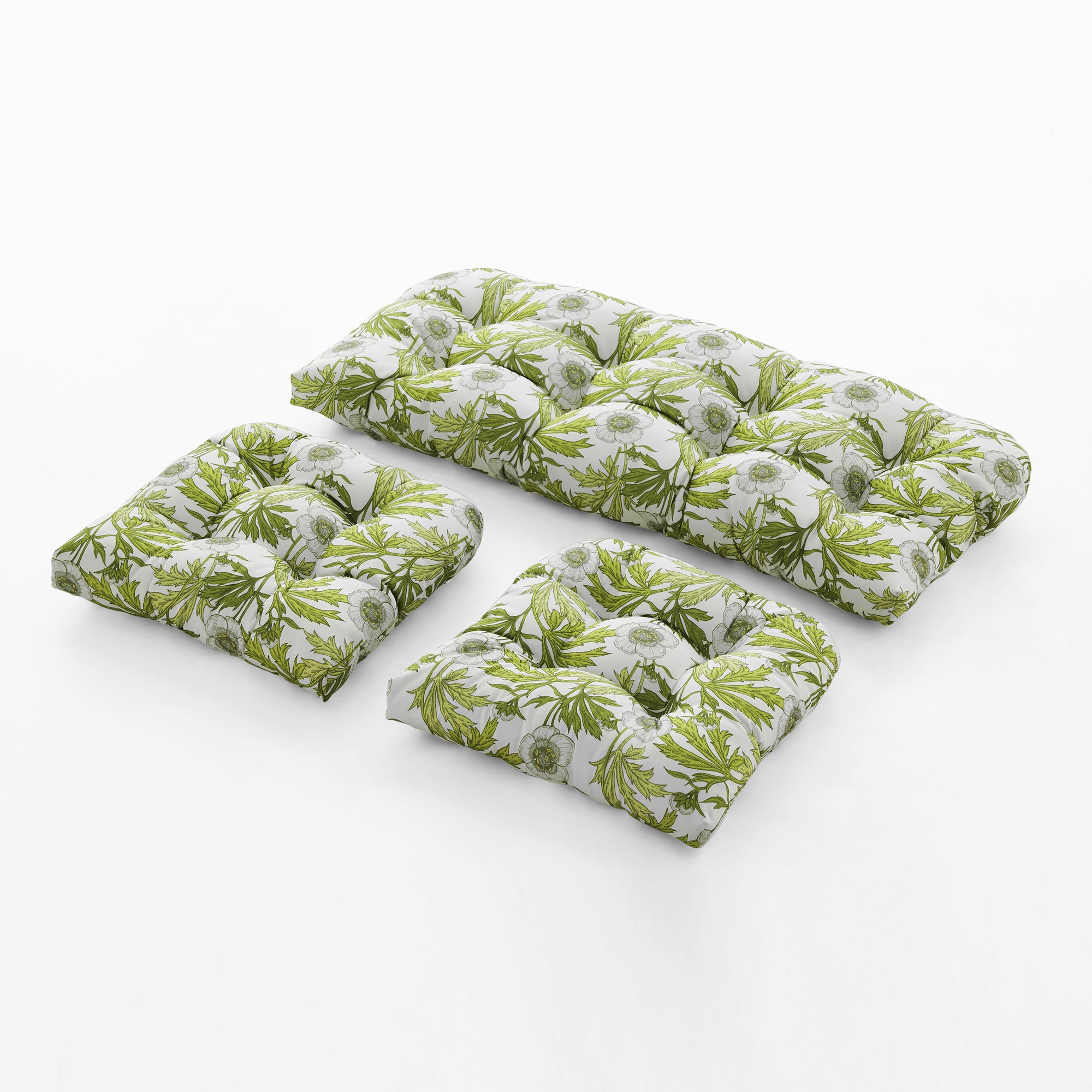 ARTPLAN Outdoor Chair Cushions,3 Piece Loveseat Outdoor Cushions Set,Tufted/Wicker Patio Cushion for Patio Furniture All Weather,44"x19"x5"