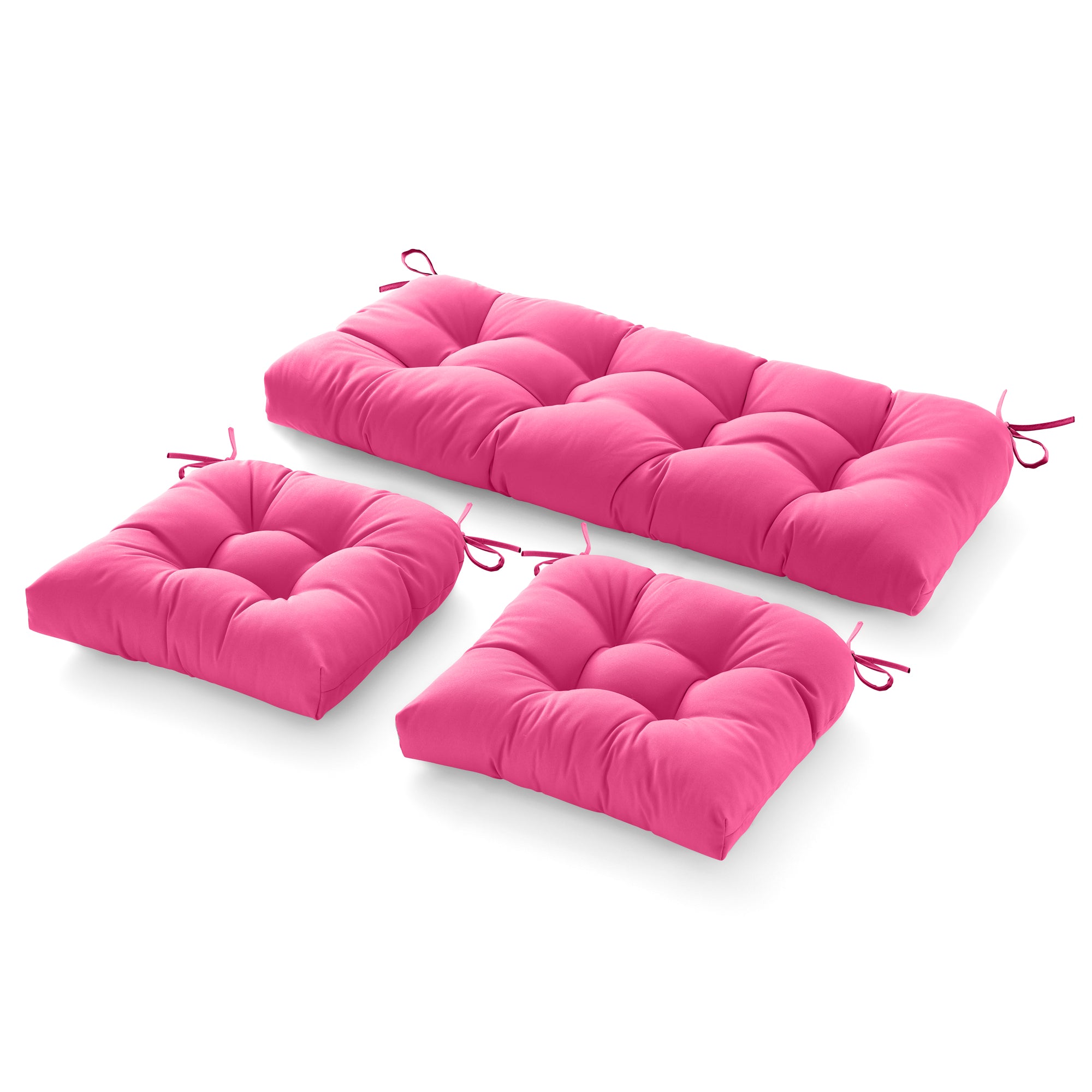 3 Pieces Outdoor Chair Cushions Clearance with Ties,44x19x5 Inches,1 Love seat &2 U-Shape Tufted Patio Bench Cushions for Wicker Outdoor Furniture,All Weather,