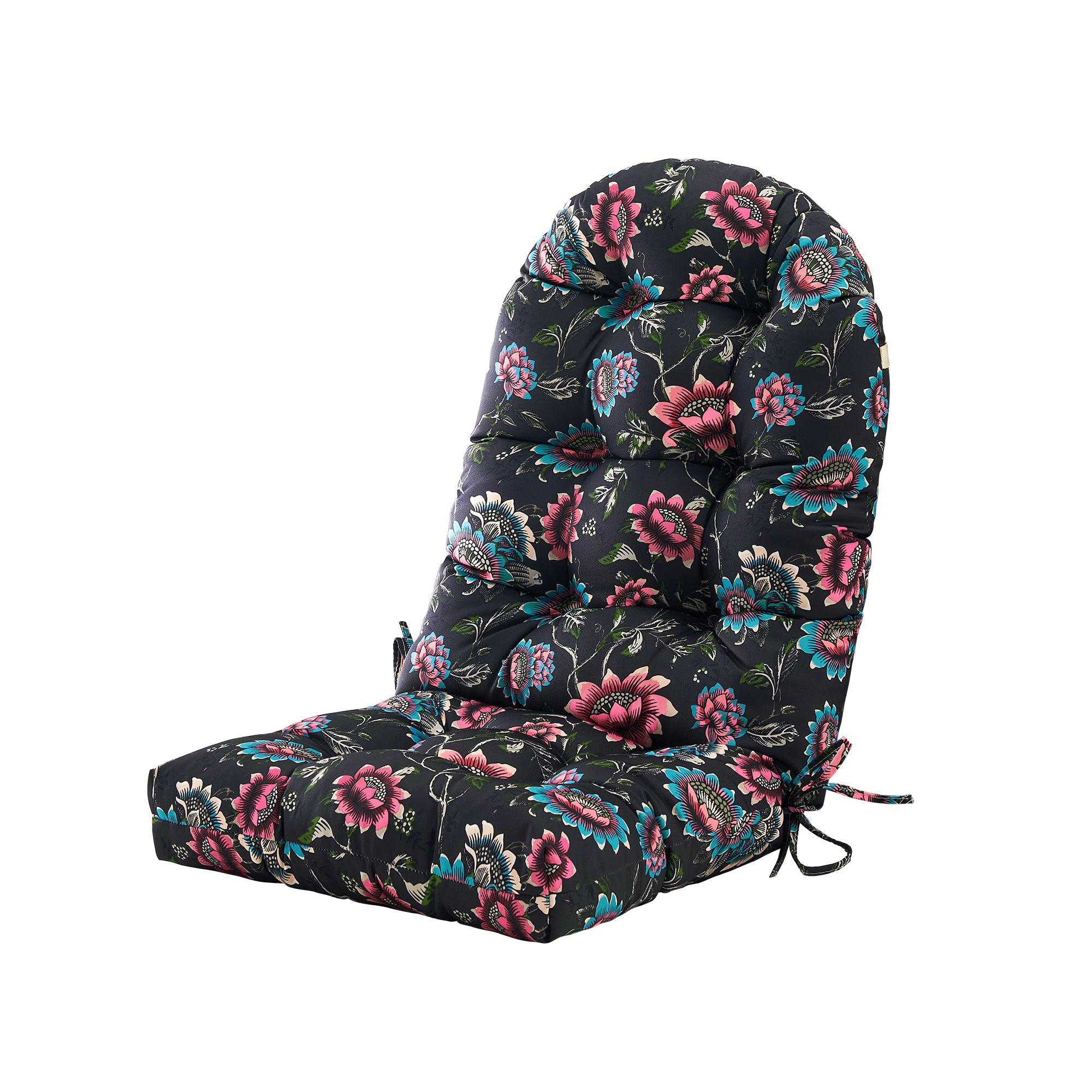 ARTPLAN Outdoor Adirondack Chair Cushion for Patio Furniture,Tufted Thick Seat & Round High Back Rocking Oudoor Colorful Cushion, 48"x21"x4" inches,Fade-Resistant,Floral