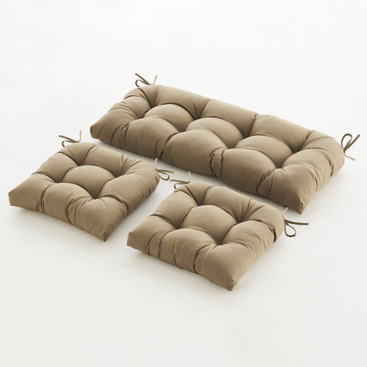 3 Pieces Outdoor Chair Cushions Clearance with Ties,44x19x5 Inches,1 Love seat &2 U-Shape Tufted Patio Bench Cushions for Wicker Outdoor Furniture,All Weather