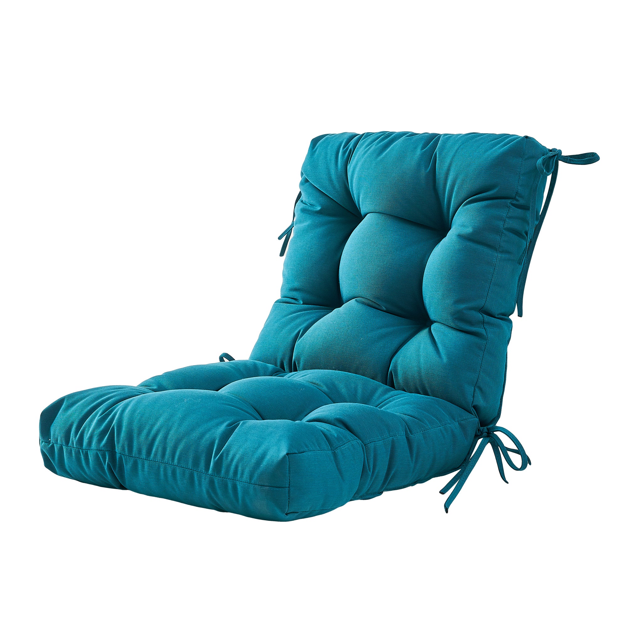 Artplan Outdoor Cushions Wicker Tufted Pillow with Back for Outdoor Furniture, Rocking Chair Cushion Premium Tufted Pads Set of Upper and Lower with Ties