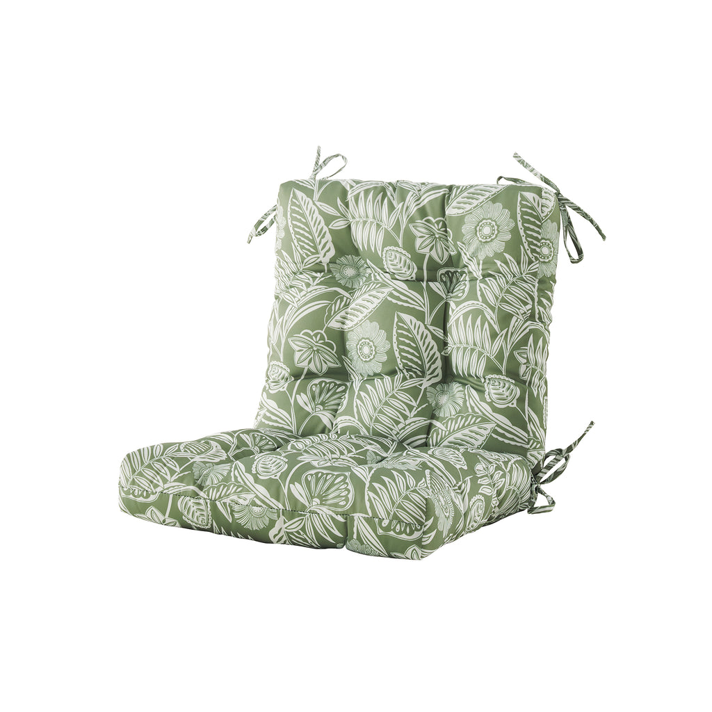 ARTPLAN Outdoor Chair Cushions,40"x20"x4",Low BackTufted Thick Outdoor Wicker Lawn Seat Cushion with Ties for Patio Furniture,Floral