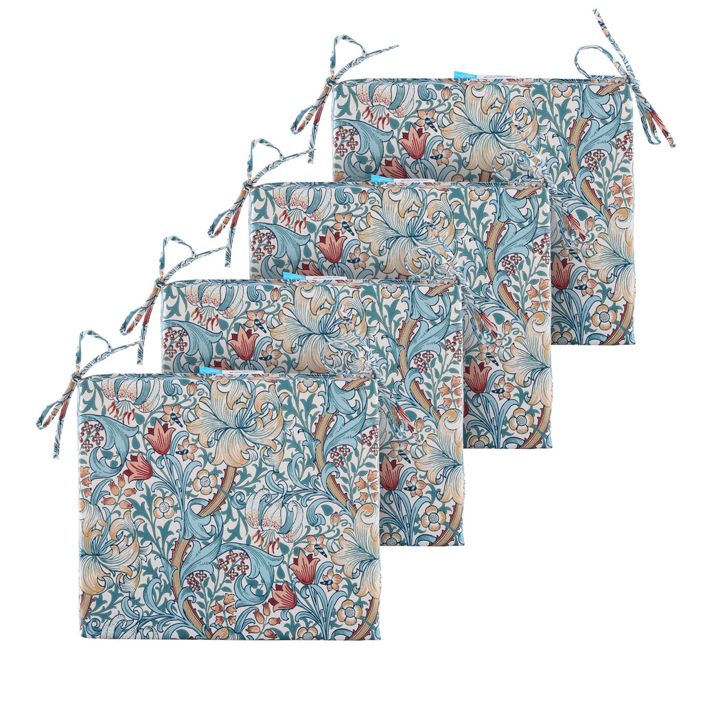 Outdoor Chair Cushions for Patio Furniture, Waterproof Outdoor Cushions, Round Corner Patio Chair Cushions Set of 4 with Ties,17"x16"x2"