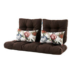 ARTPLAN Outdoor Cushions for Settee,Wicker Loveseat Cushions with Tie,Tufted Patio Cushions 2 U-Shaped Set of 5 Piece,L44xW19,Floral,