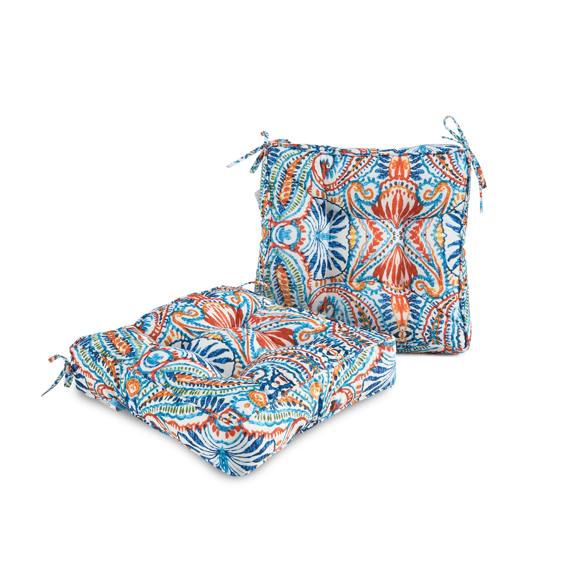 ARTPLAN Outdoor Seat Cushions,Pack of 2 Tufted  Patio Chair Pads 19x19x5 Inches Square Foam for Dining Chair