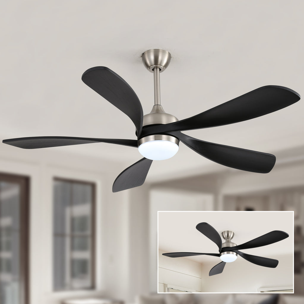 52 Inch Ceiling Fan with Light and Remote Control, 6-Speed Reversible Quiet DC Motor, 3 Color Temperatures LED Light, 3 Timer Settings, Adjustable Height for Large Room, Bedroom, Living Room (Walnut/Black/Orginal/White/Sakuragi)