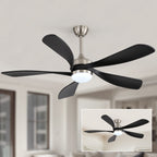52 Inch Ceiling Fan with Light and Remote Control, 6-Speed Reversible Quiet DC Motor, 3 Color Temperatures LED Light, 3 Timer Settings, Adjustable Height for Large Room, Bedroom, Living Room (Walnut/Black/Orginal/White/Sakuragi)