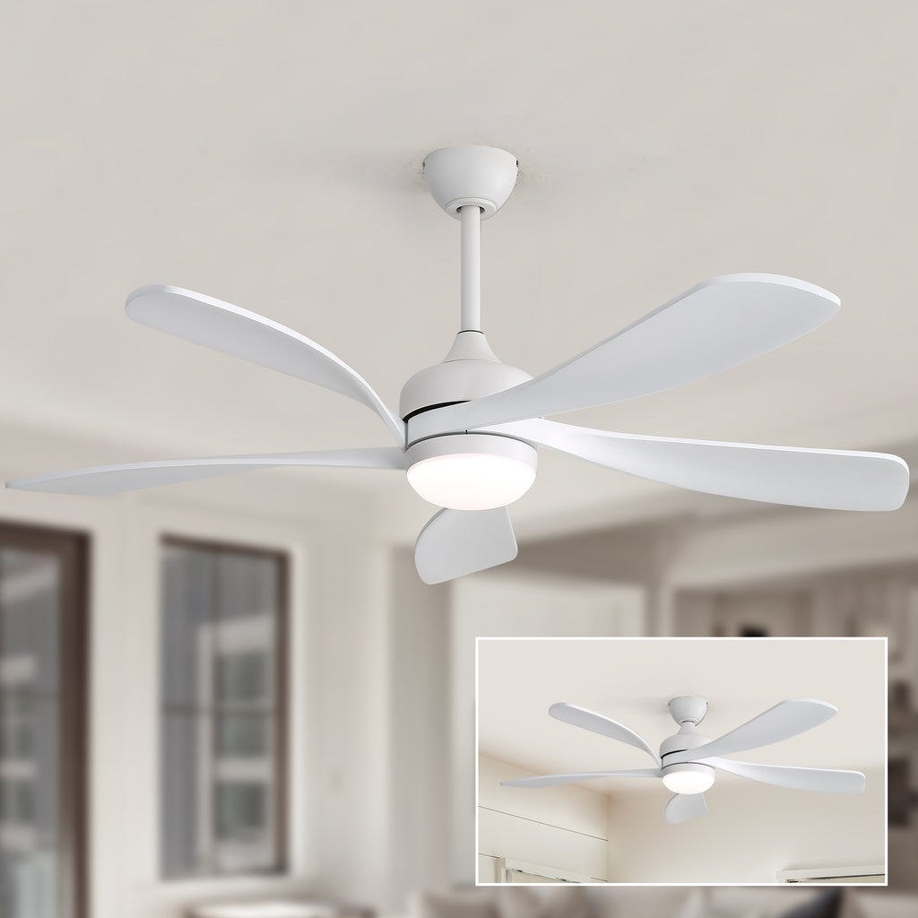 52 Inch Ceiling Fan with Light and Remote Control, 6-Speed Reversible Quiet DC Motor, 3 Color Temperatures LED Light, 3 Timer Settings, Adjustable Height for Large Room, Bedroom, Living Room (Walnut/Black/Orginal/White/Sakuragi)