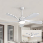 52 Inch Ceiling Fan with Light and Remote Control, 6-Speed Reversible Quiet DC Motor, 3 Color Temperatures LED Light, 3 Timer Settings, Adjustable Height for Large Room, Bedroom, Living Room (Walnut/Black/Orginal/White/Sakuragi)