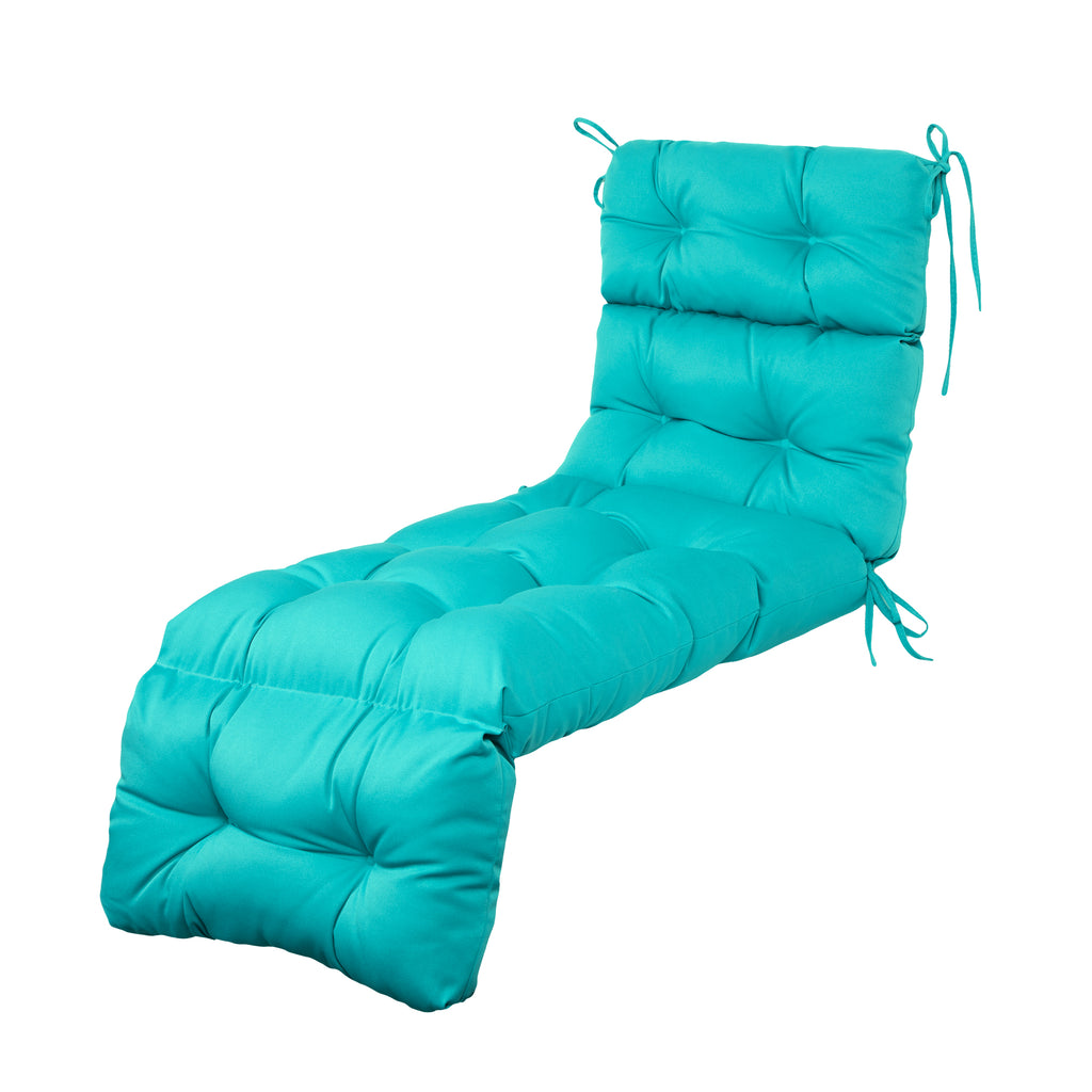 ARTPLAN Outdoor Chaise Lounge Cushion 72x22x4 inches, Floral Tufted Thick Replacement Cushion with Ties, All Weather Wicker Patio Furniture Cushion