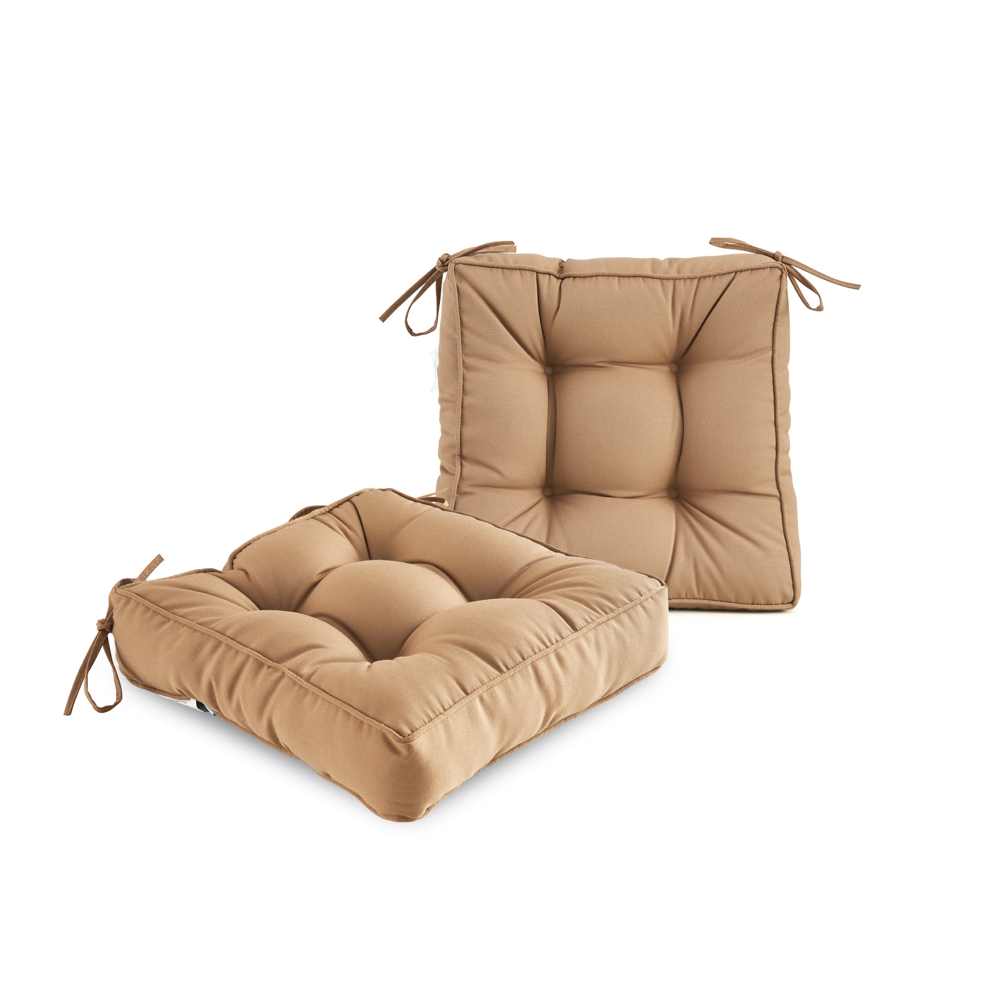 ARTPLAN Outdoor Seat Cushions,Pack of 2 Tufted  Patio Chair Pads 19x19x5 Inches Square Foam for Dining Chair