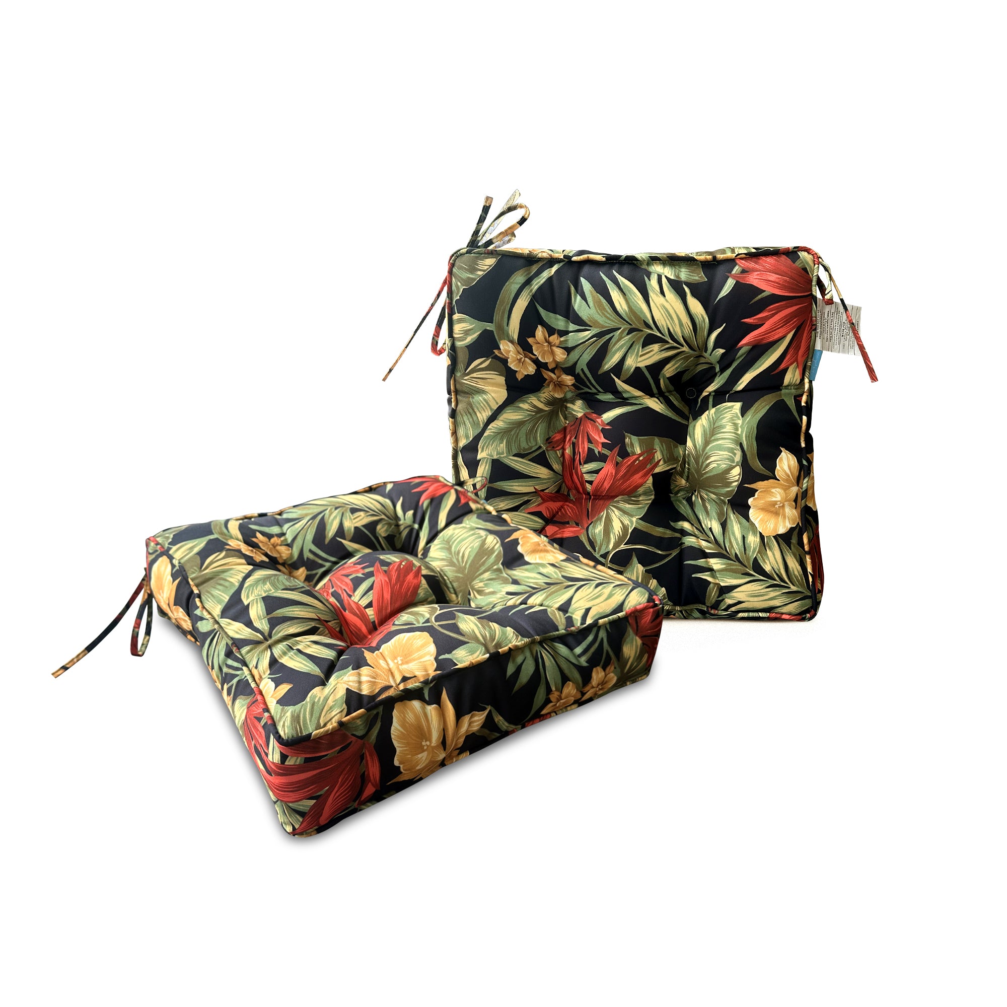 ARTPLAN Outdoor Seat Cushions,Pack of 2 Tufted  Patio Chair Pads 19x19x5 Inches Square Foam for Dining Chair