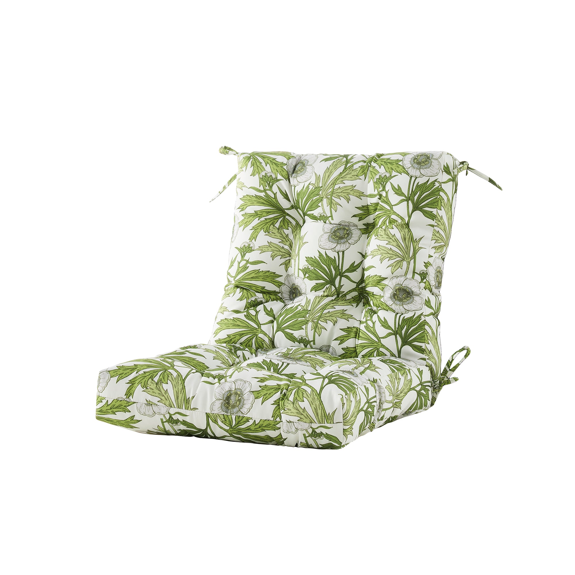 ARTPLAN Outdoor Chair Cushions,40"x20"x4",Low BackTufted Thick Outdoor Wicker Lawn Seat Cushion with Ties for Patio Furniture,Floral