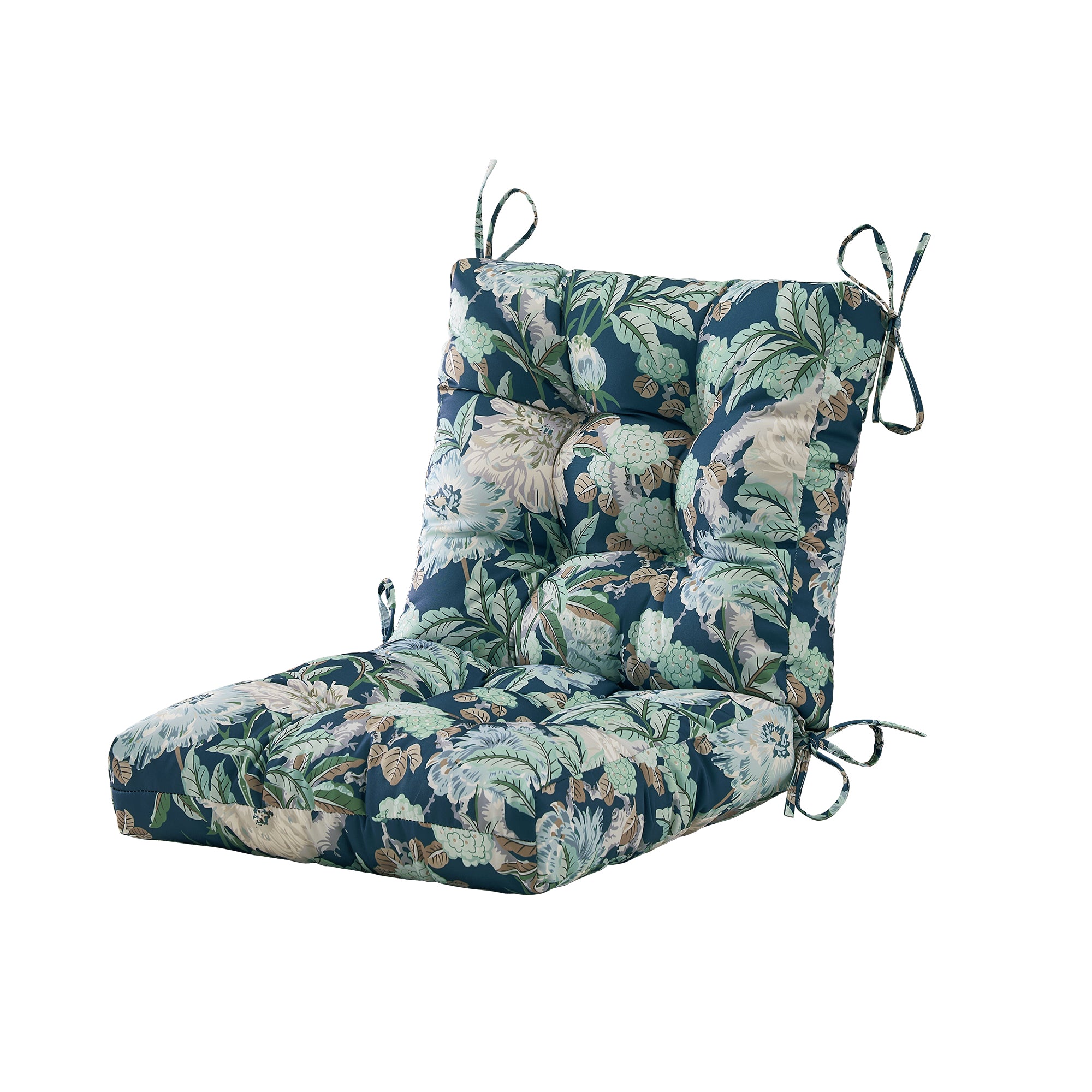 ARTPLAN Outdoor Chair Cushions,40"x20"x4",Low BackTufted Thick Outdoor Wicker Lawn Seat Cushion with Ties for Patio Furniture,Floral