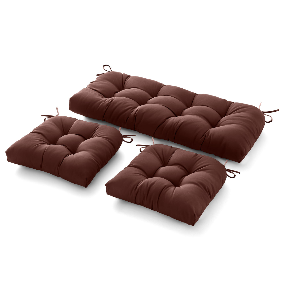 3 Pieces Outdoor Chair Cushions Clearance with Ties,44x19x5 Inches,1 Love seat &2 U-Shape Tufted Patio Bench Cushions for Wicker Outdoor Furniture,All Weather
