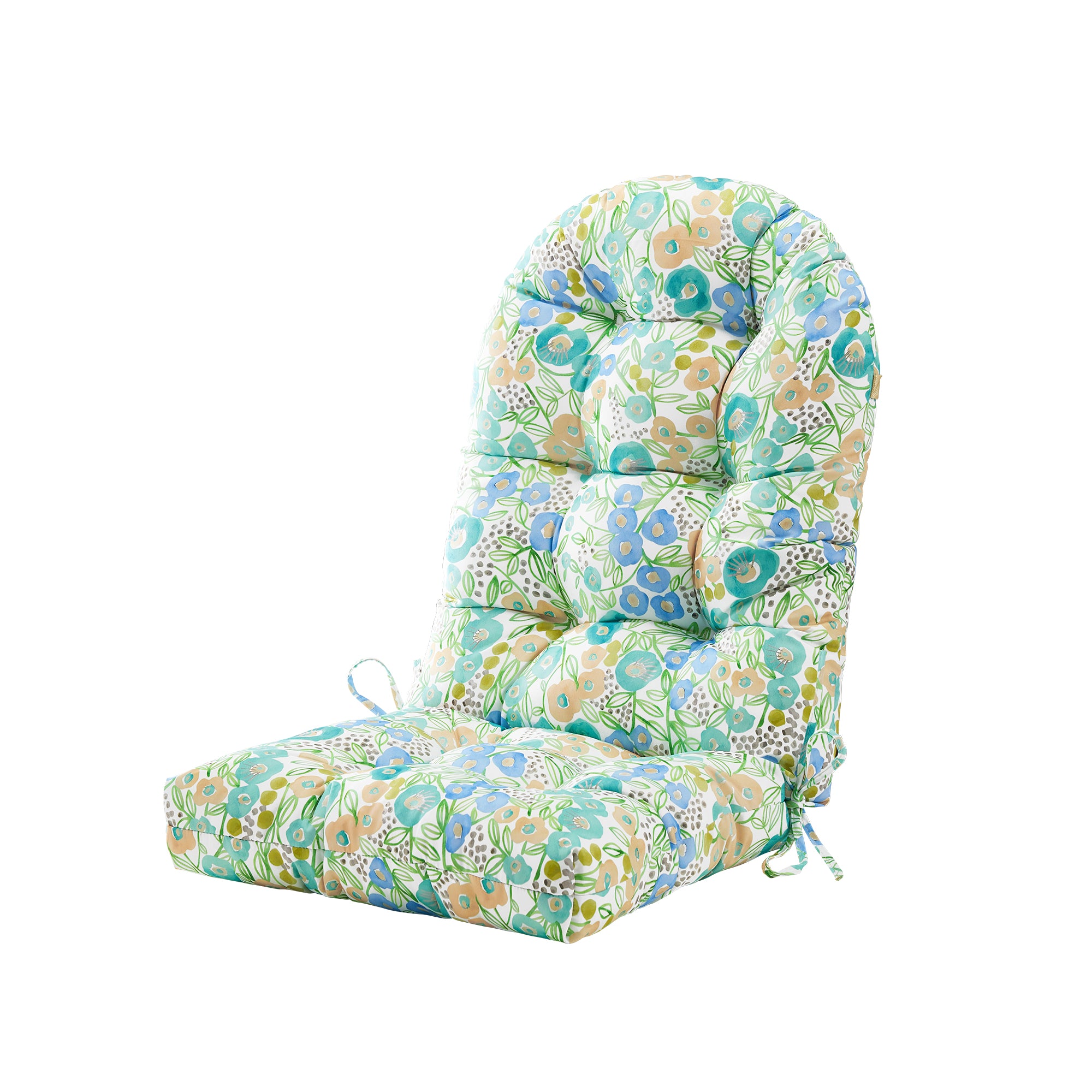 ARTPLAN Outdoor Adirondack Chair Cushion for Patio Furniture,Tufted Thick Seat & Round High Back Rocking Oudoor Colorful Cushion, 48"x21"x4" inches,Fade-Resistant,Floral